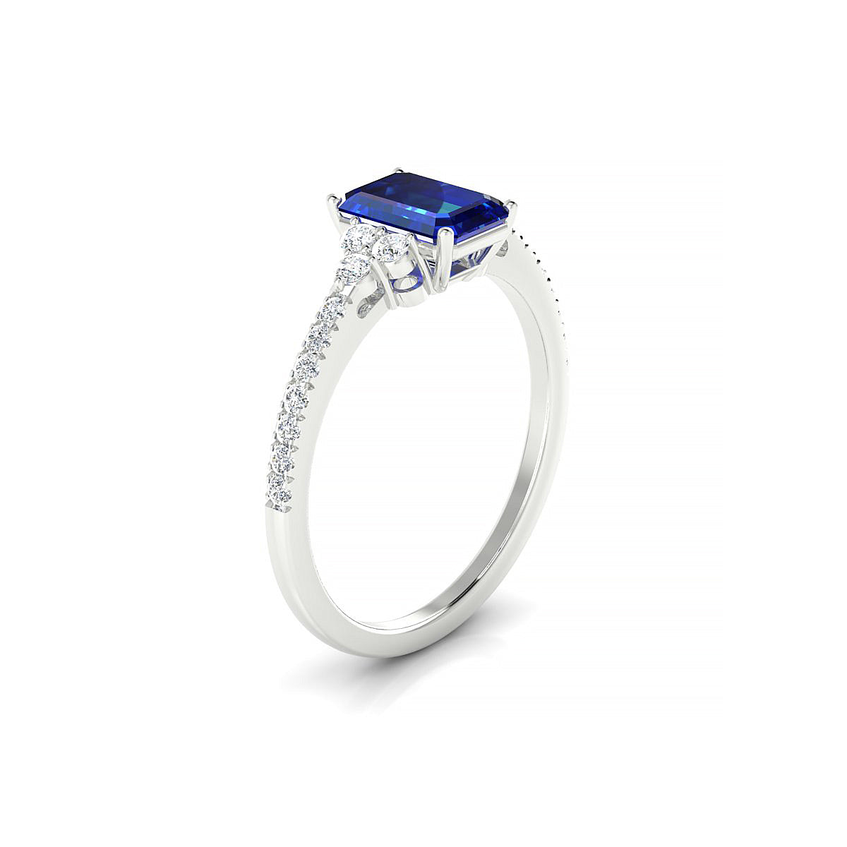 Reverie | 18k White Gold 7 x 5 mm Emerald Sapphire Ring