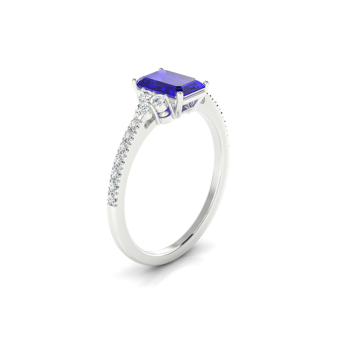 Reverie | 18k White Gold 7 x 5 mm Emerald Tanzanite Ring