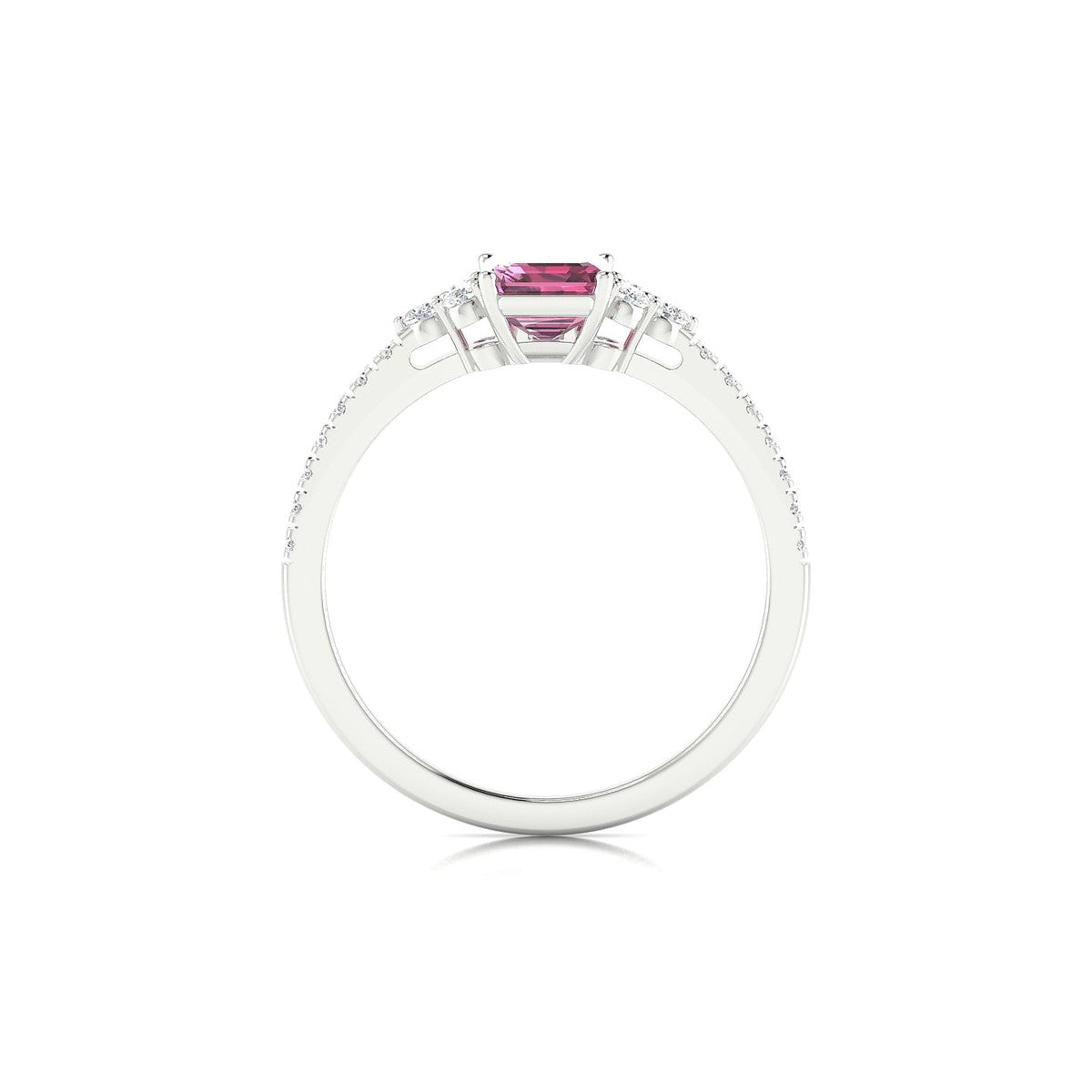 Reverie | 18k White Gold 7 x 5 mm Emerald Rhodolite Ring