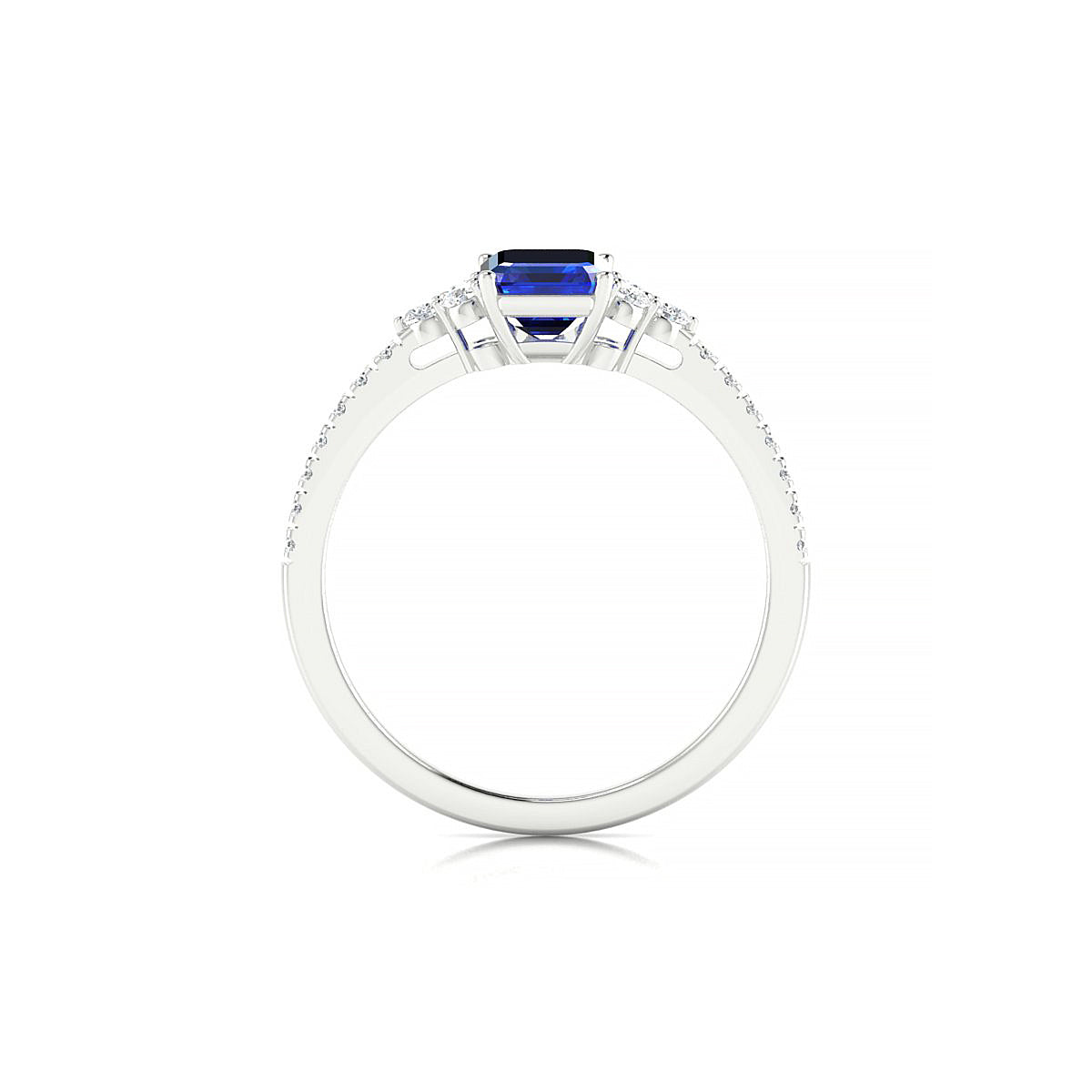 Reverie | 18k White Gold 7 x 5 mm Emerald Sapphire Ring