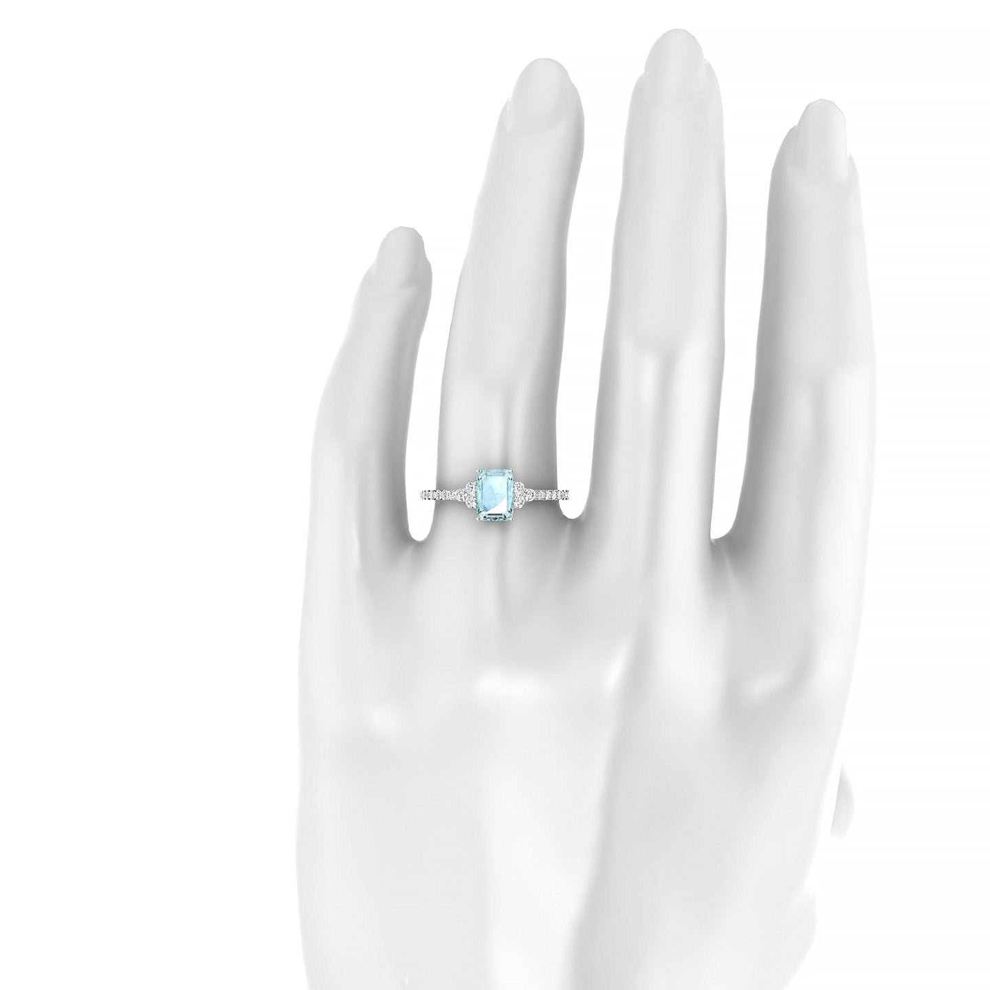 Reverie | 18k White Gold 7 x 5 mm Emerald Aquamarine Ring