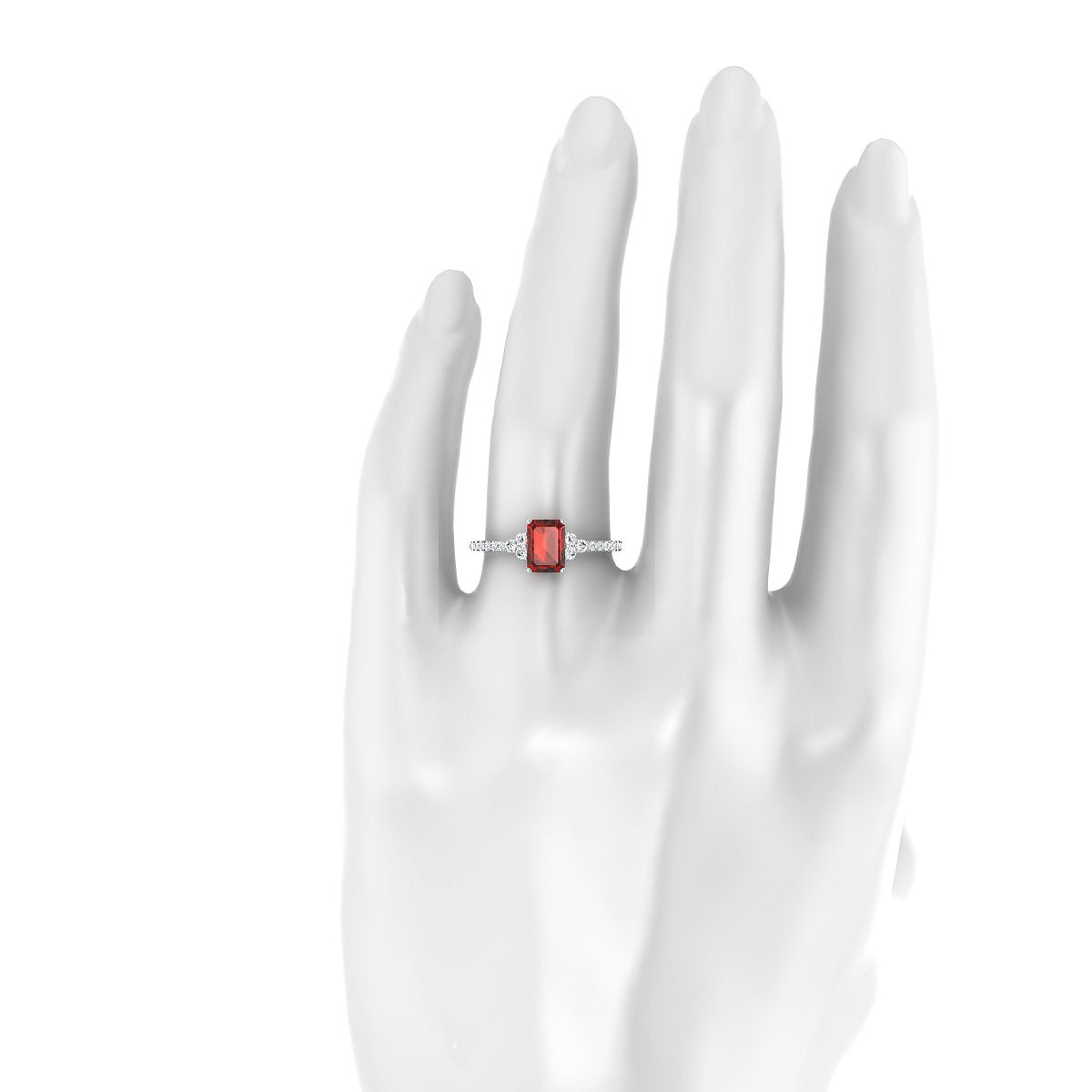 Reverie | 18k White Gold 7 x 5 mm Emerald Garnet Ring