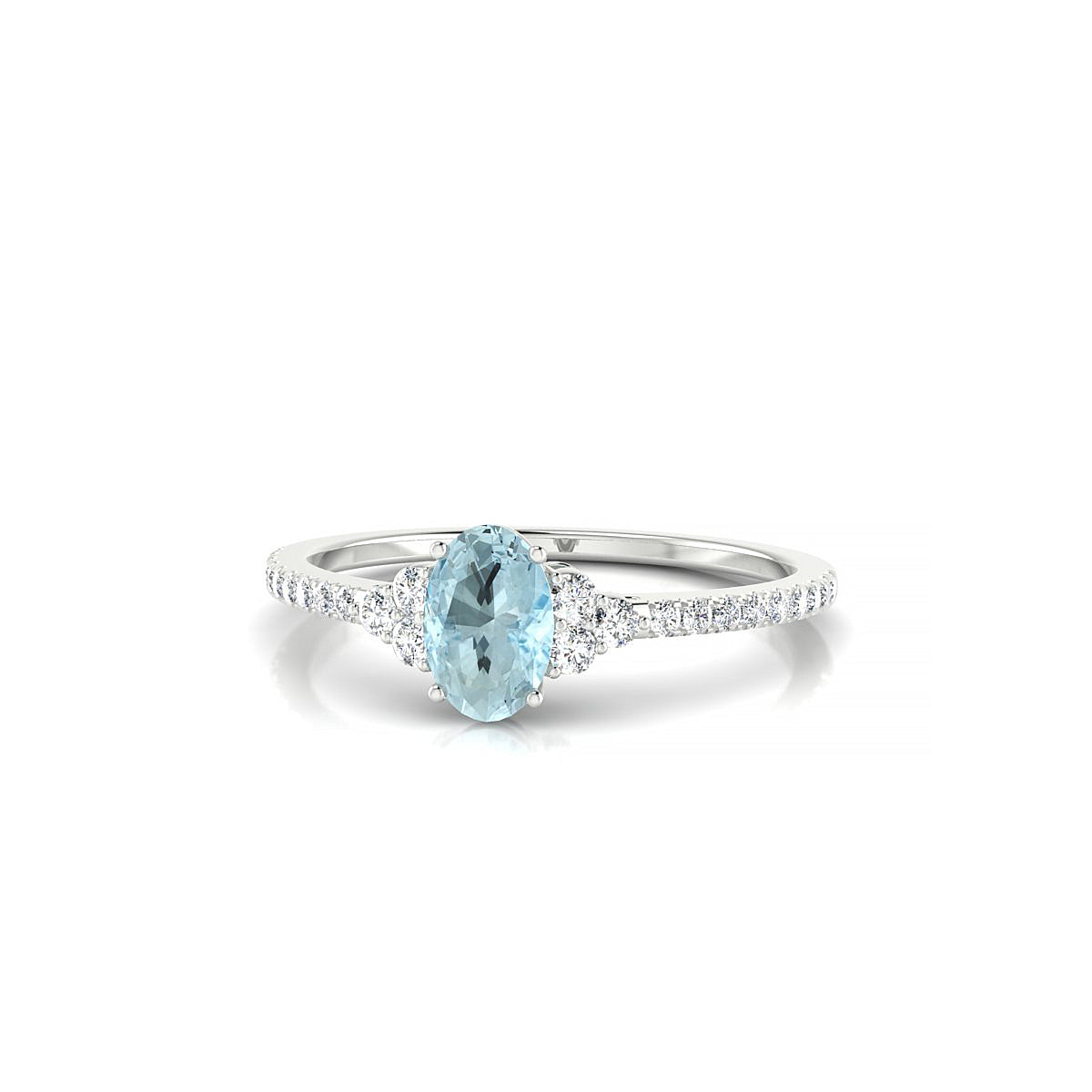 Reverie | 18k White Gold 6 x 4 mm Oval Aquamarine Ring