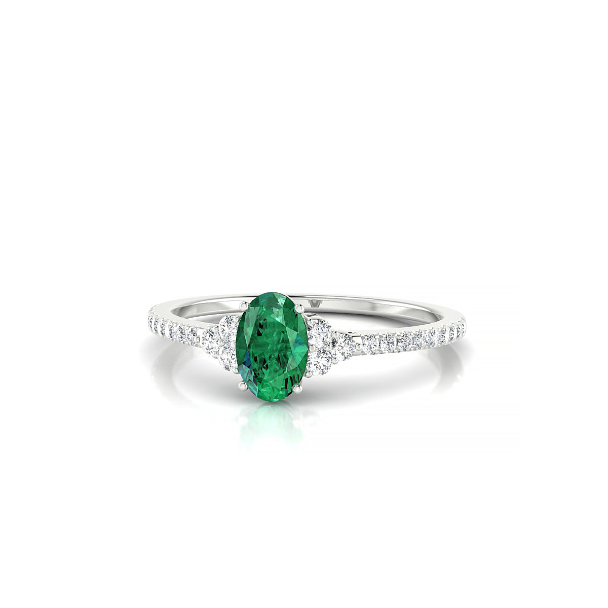 Reverie | 18k White Gold 6 x 4 mm Oval Emerald Ring