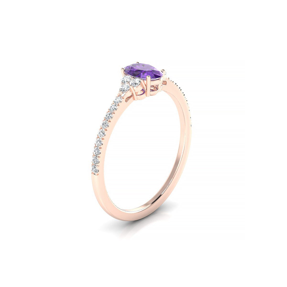 Reverie | 18k Rose Gold 6 x 4 mm Oval Amethyst Ring