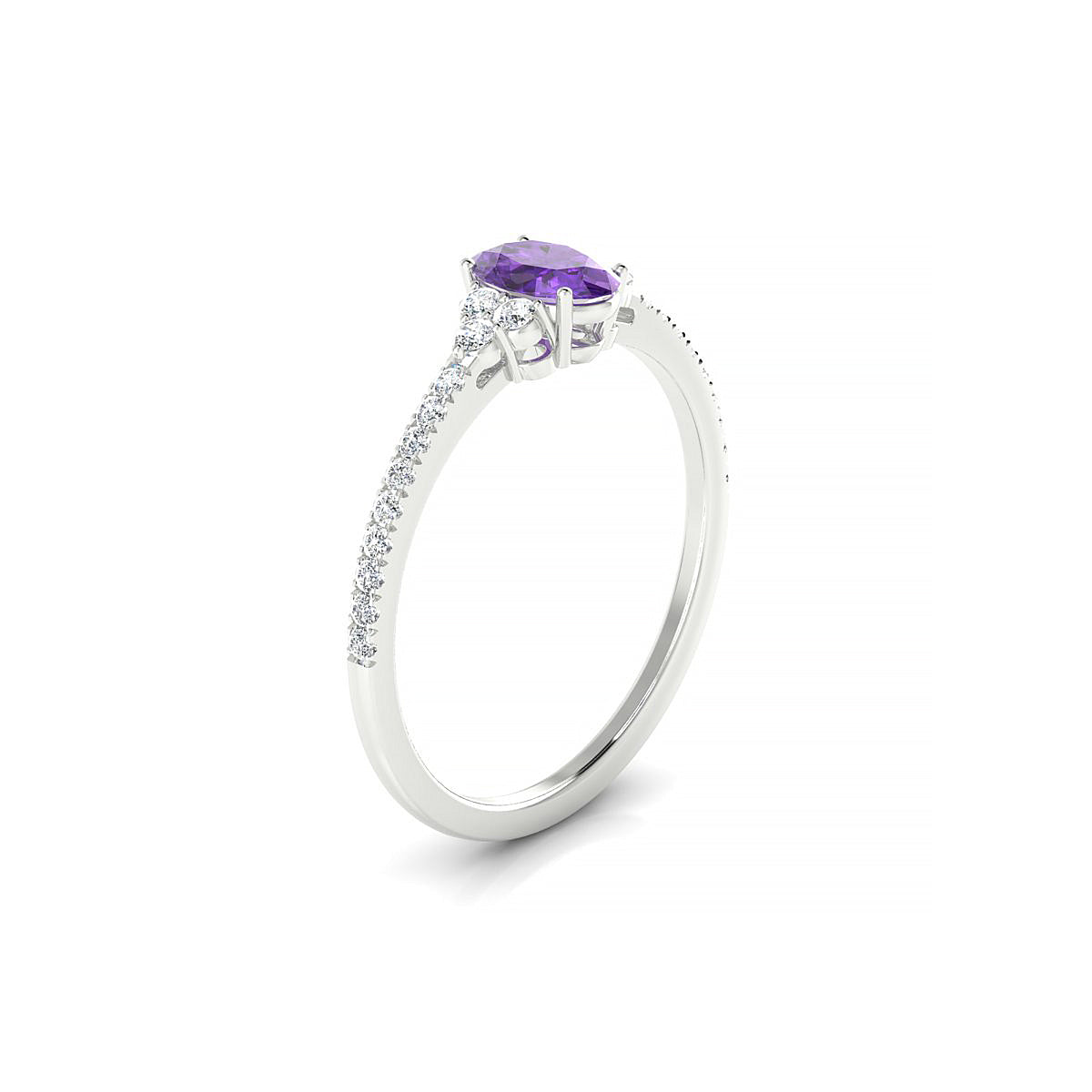 Reverie | 18k White Gold 6 x 4 mm Oval Amethyst Ring