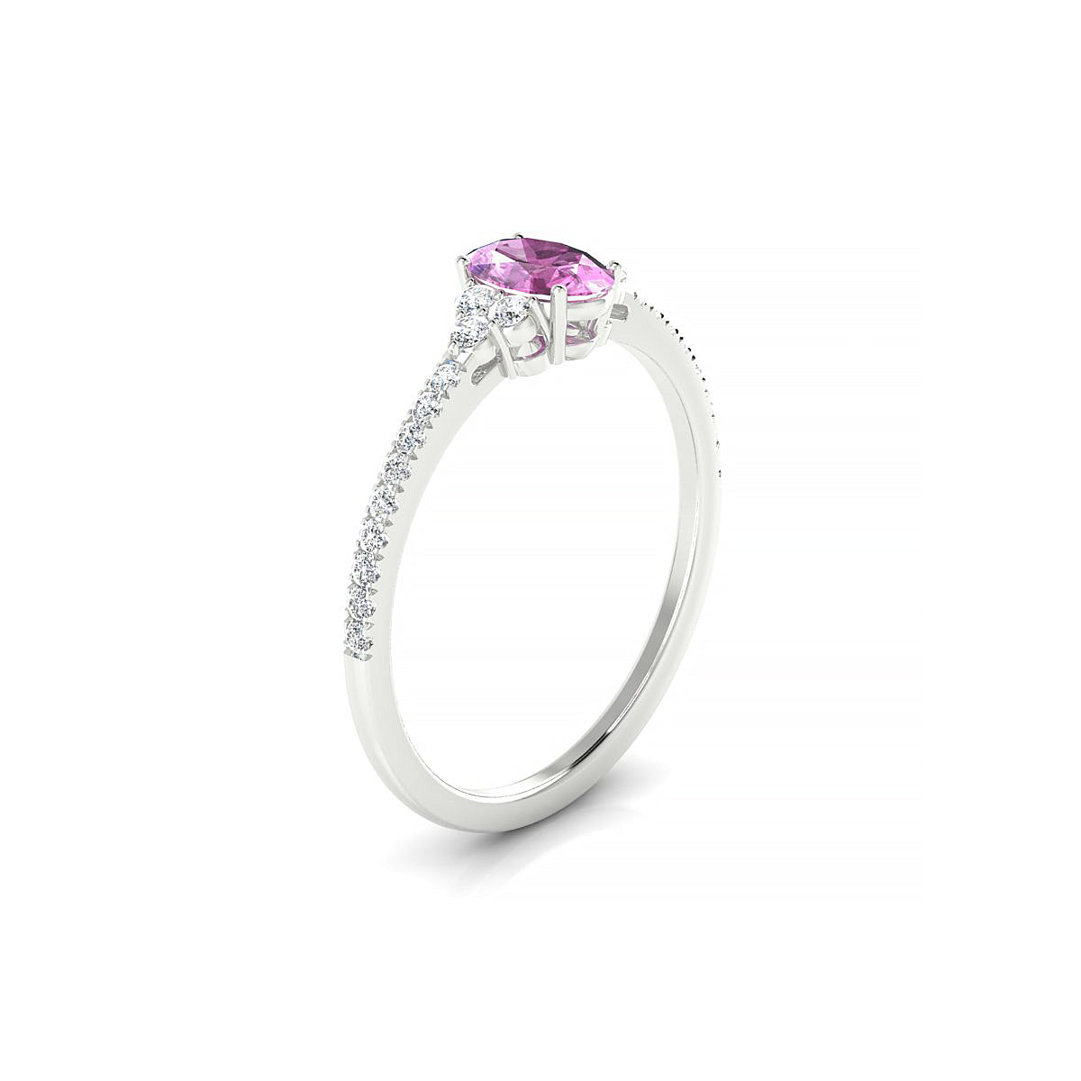 Reverie | 18k White Gold 6 x 4 mm Oval Pink Sapphire Ring