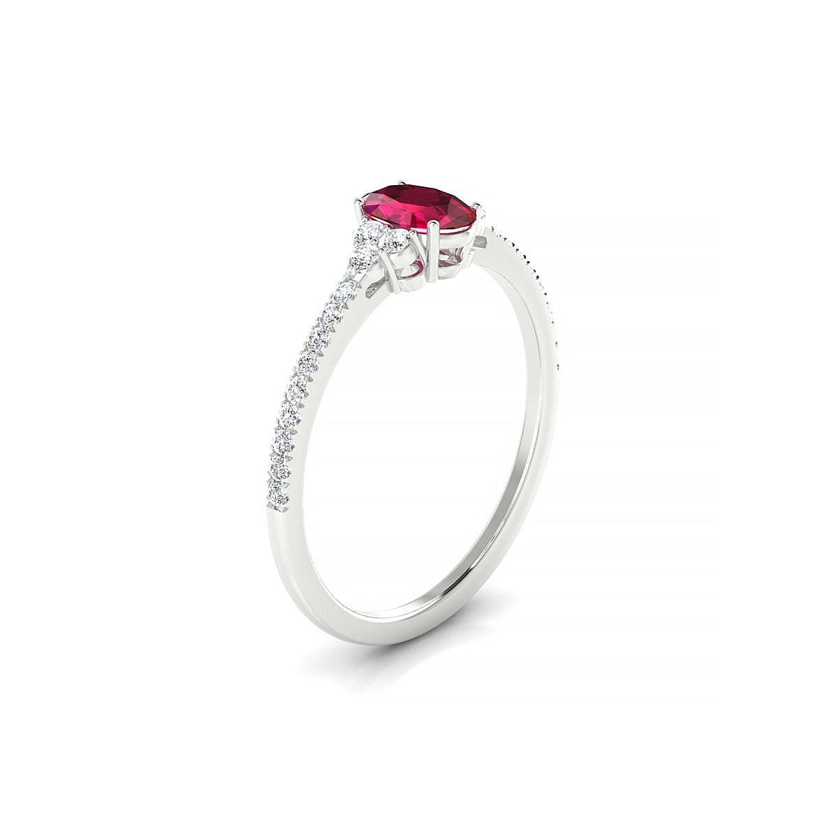 Reverie | 18k White Gold 6 x 4 mm Oval Ruby Ring