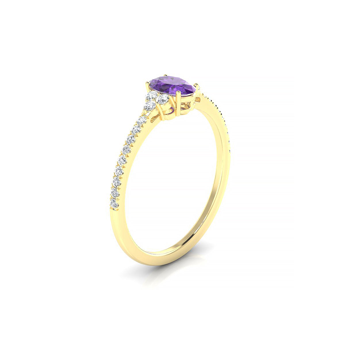 Reverie | 18k Yellow Gold 6 x 4 mm Oval Amethyst Ring