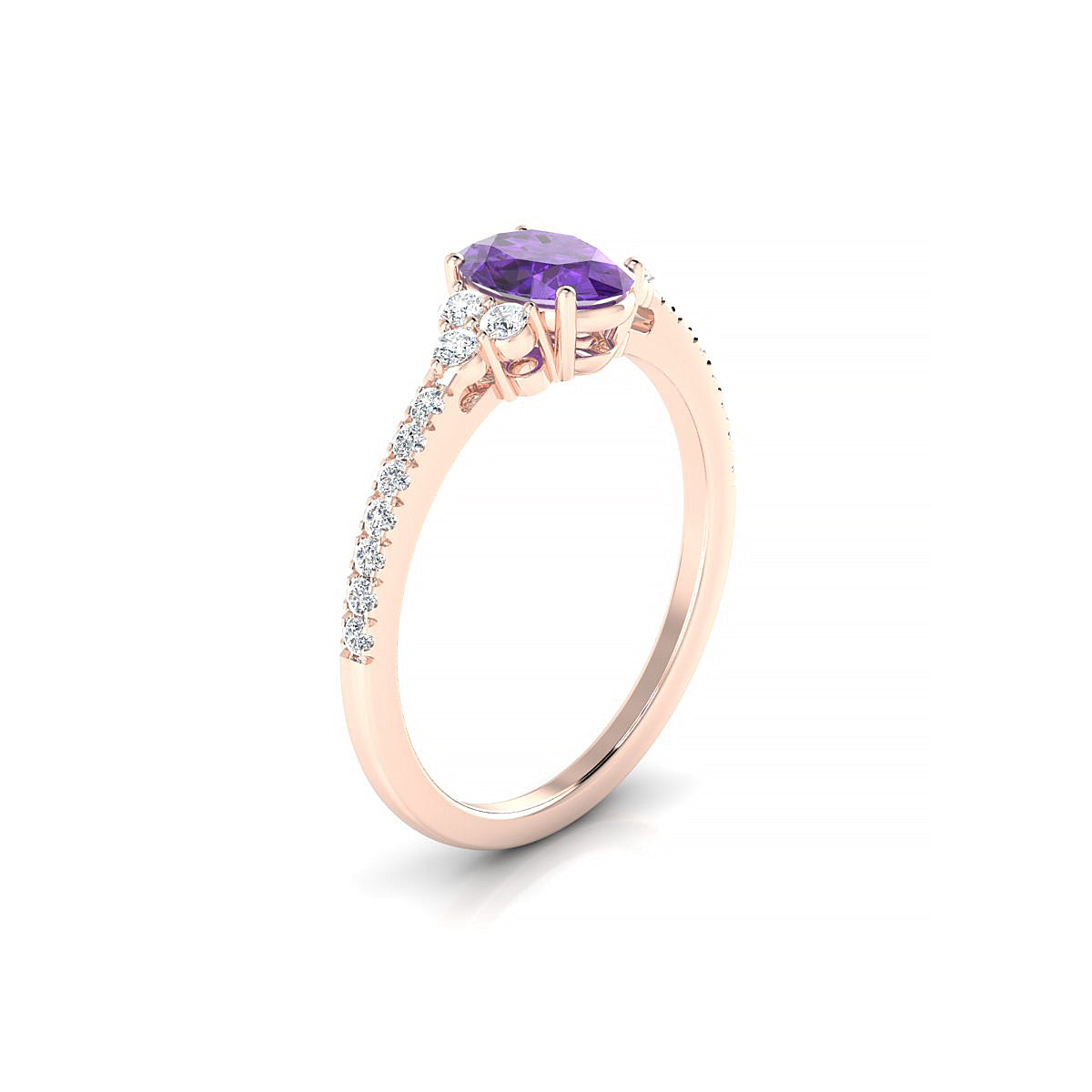 Reverie | 18k Rose Gold 7 x 5 mm Oval Amethyst Ring