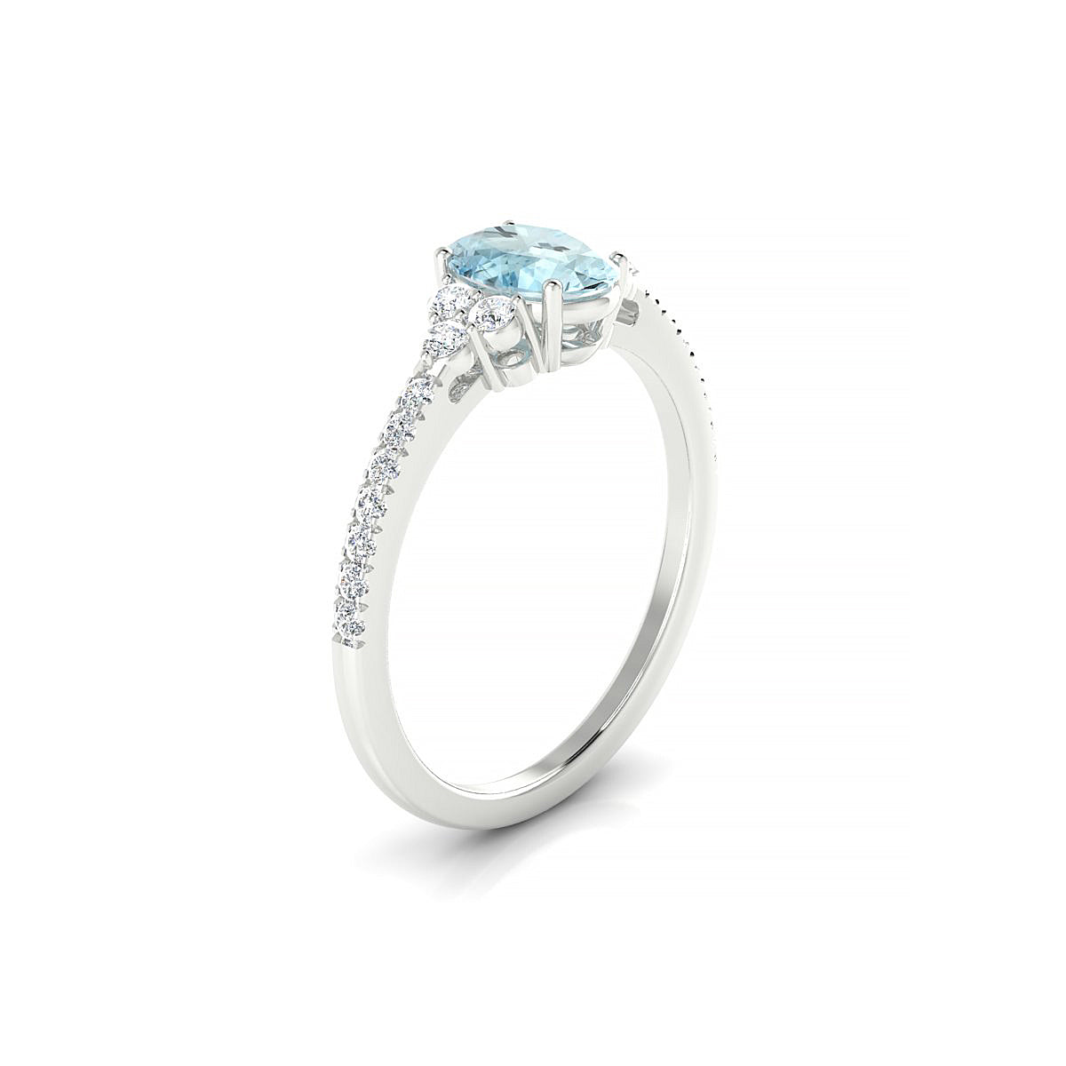 Reverie | 18k White Gold 7 x 5 mm Oval Aquamarine Ring