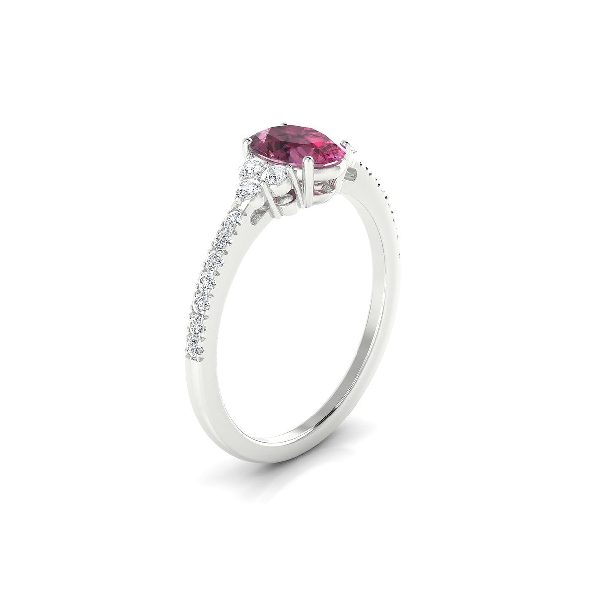 Reverie | 18k White Gold 7 x 5 mm Oval Rhodolite Ring