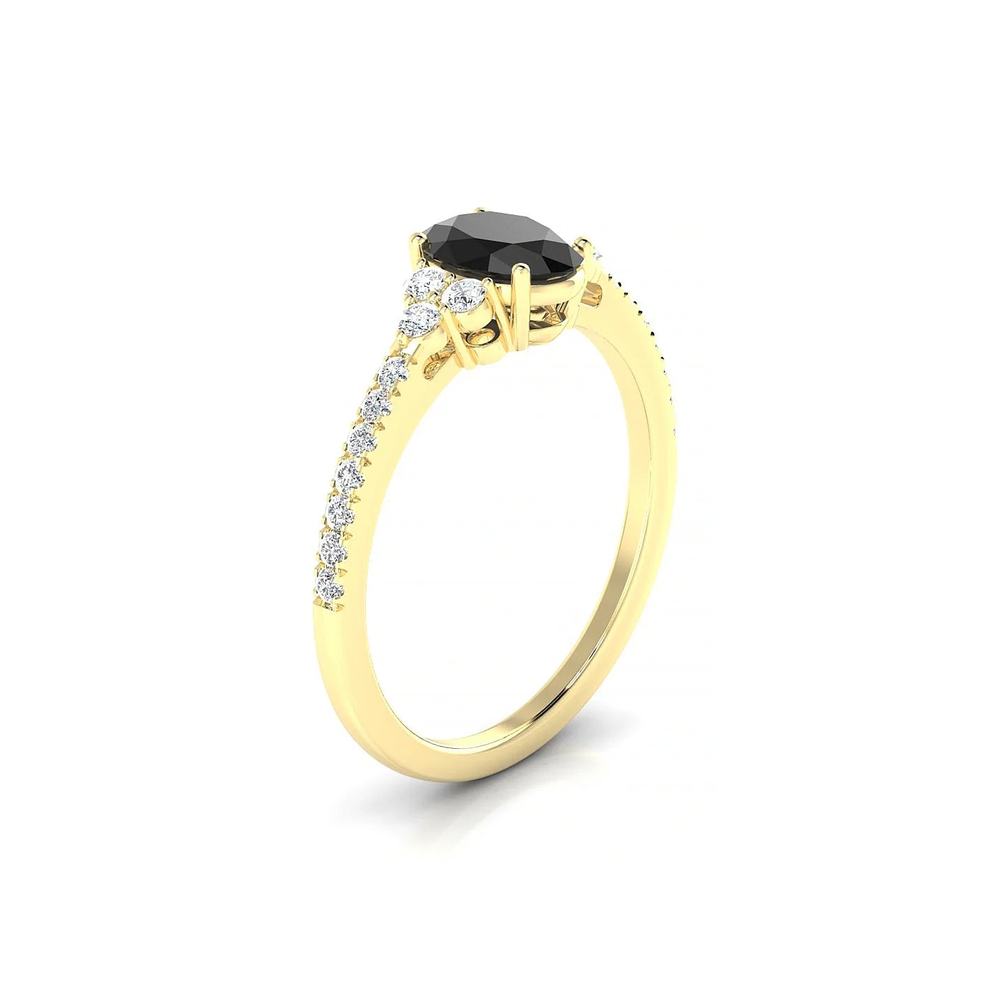 Reverie | 18k Yellow Gold 7 x 5 mm Oval Black Diamond Ring