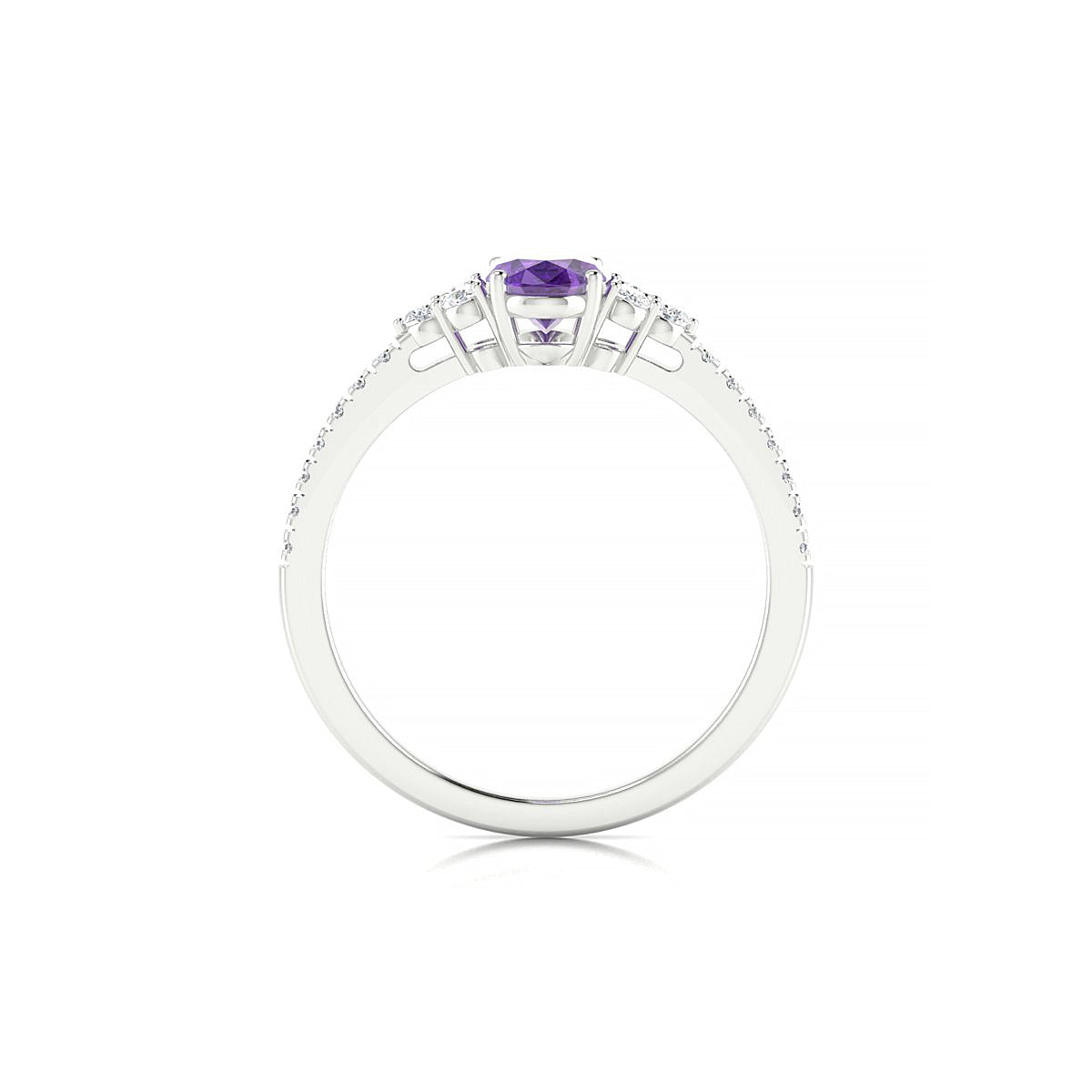 Reverie | 18k White Gold 7 x 5 mm Oval Amethyst Ring