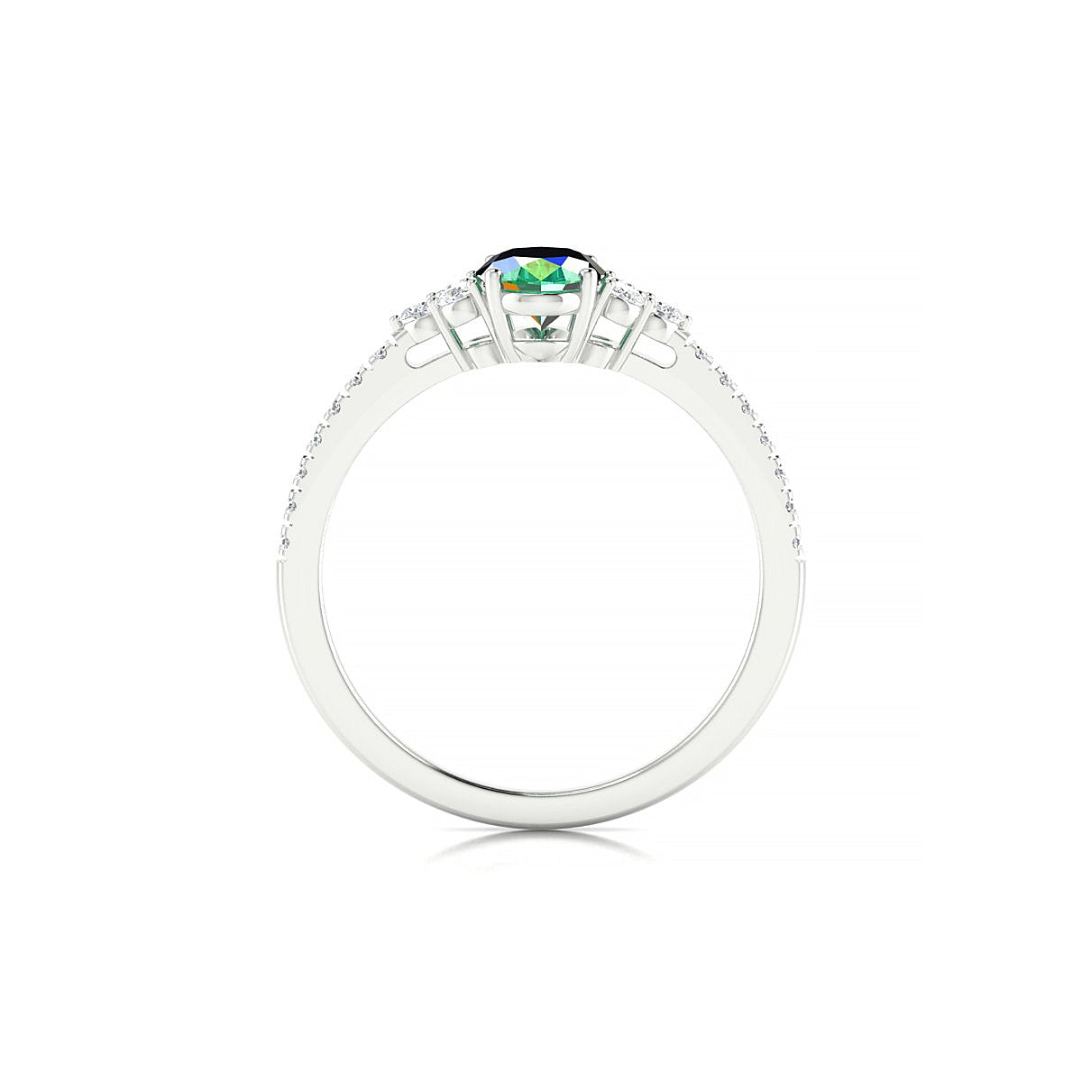 Reverie | 18k White Gold 7 x 5 mm Oval Emerald Ring