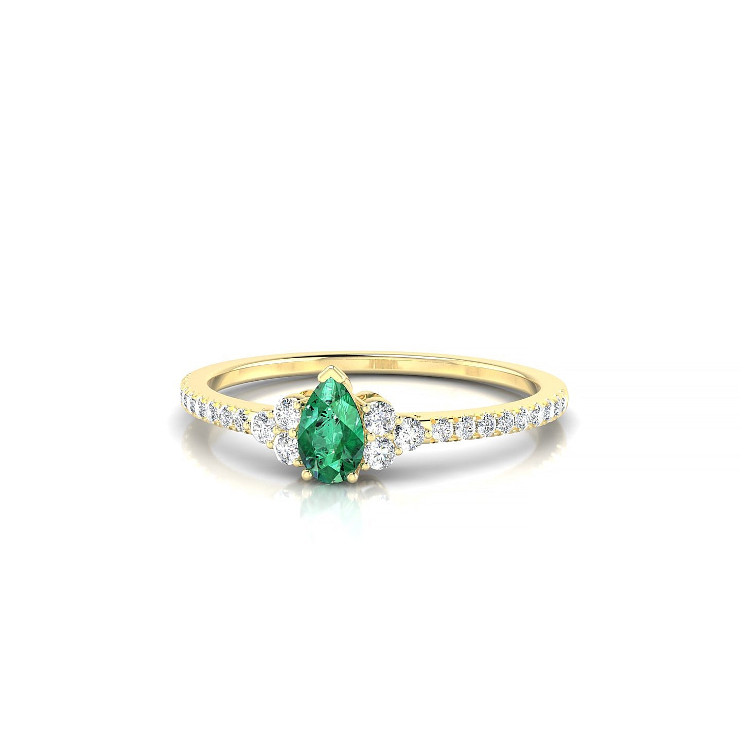 Reverie | 18k Yellow Gold 5 x 3 mm Pear Emerald Ring