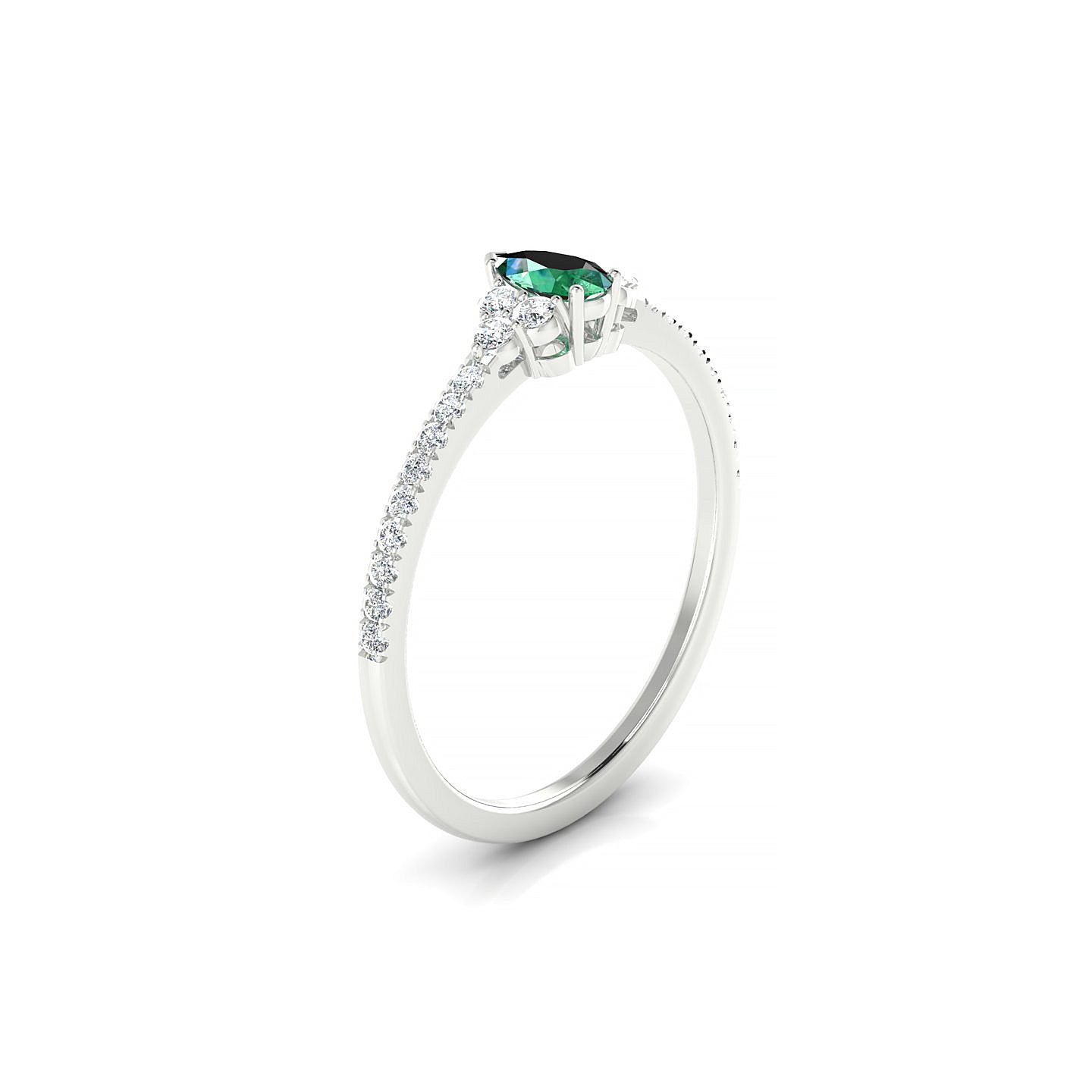 Reverie | 18k White Gold 5 x 3 mm Pear Emerald Ring