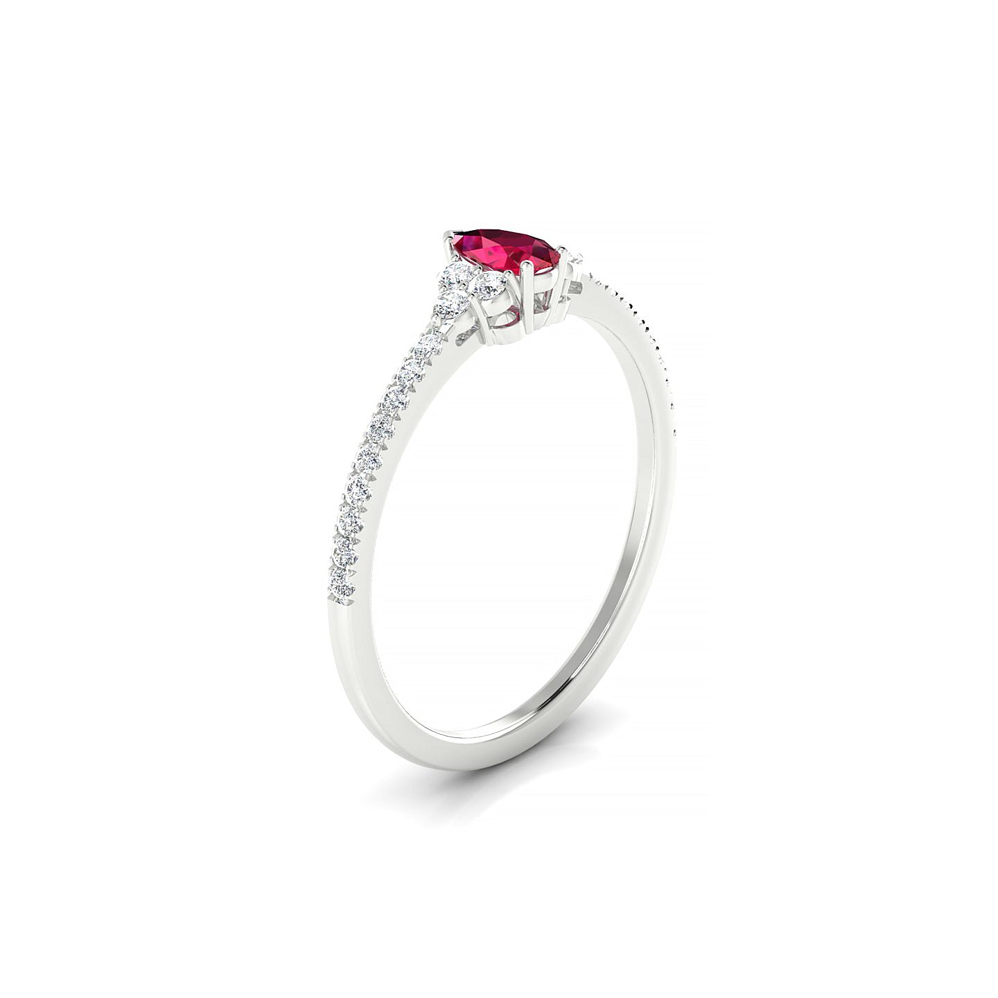 Reverie | 18k White Gold 5 x 3 mm Pear Ruby Ring
