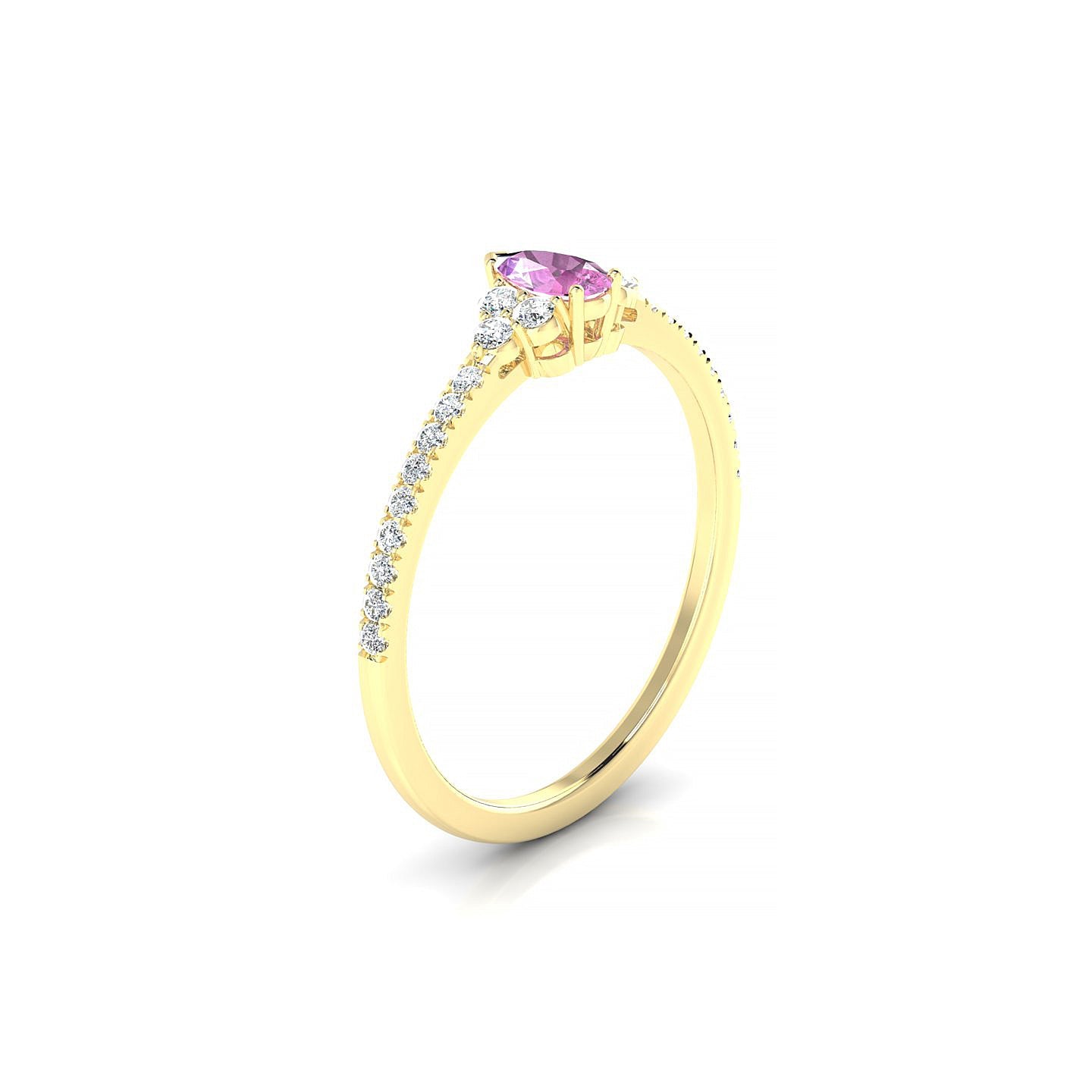 Reverie | 18k Yellow Gold 5 x 3 mm Pear Pink Sapphire Ring