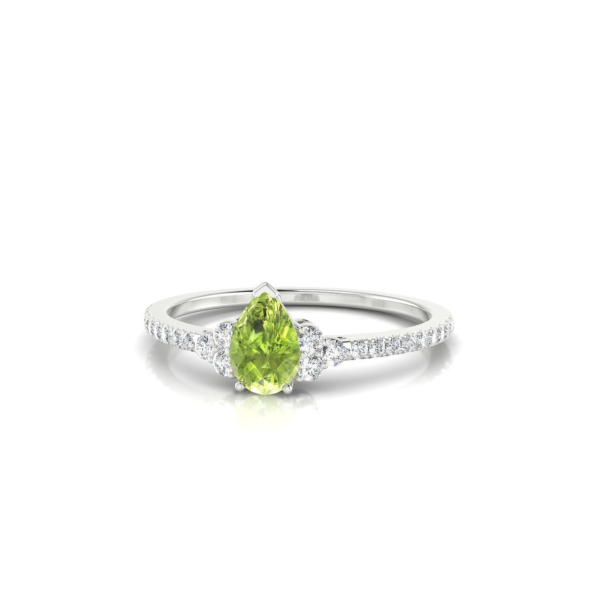 Reverie | 18k White Gold 6 x 4 mm Pear Peridot Ring