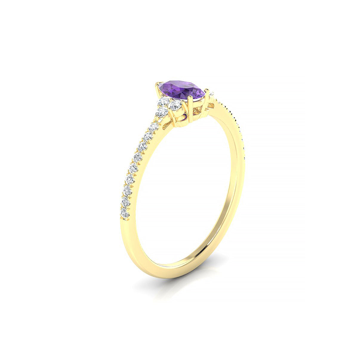 Reverie | 18k Yellow Gold 6 x 4 mm Pear Amethyst Ring