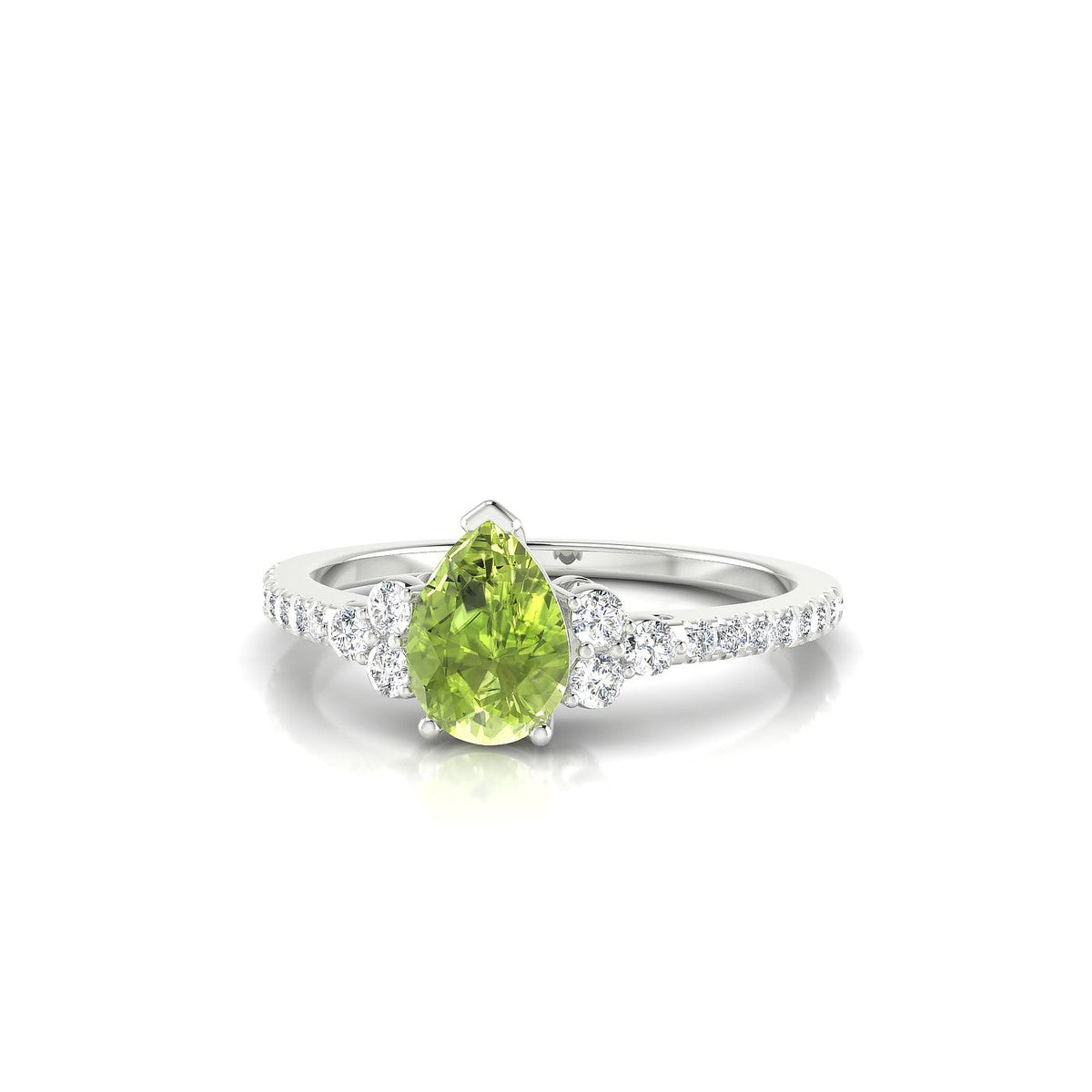Reverie | 18k White Gold 7 x 5 mm Pear Peridot Ring