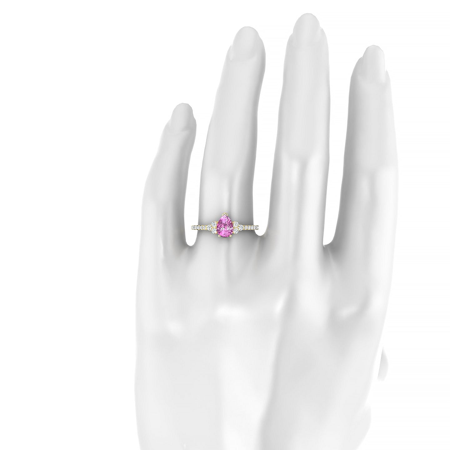 Reverie | 18k Yellow Gold 7 x 5 mm Pear Pink Sapphire Ring