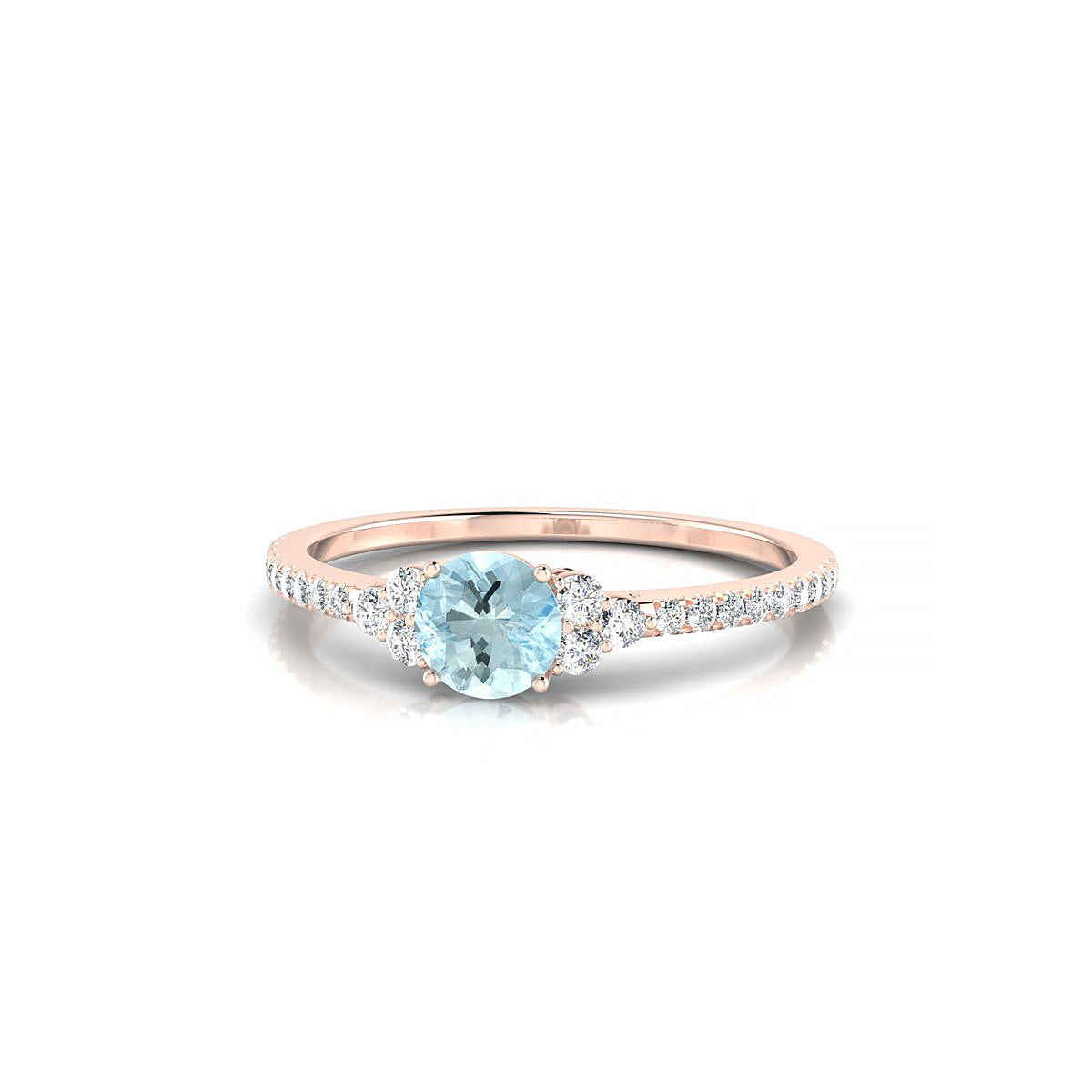 Reverie | 18k Rose Gold 4.5 mm Round Aquamarine Ring