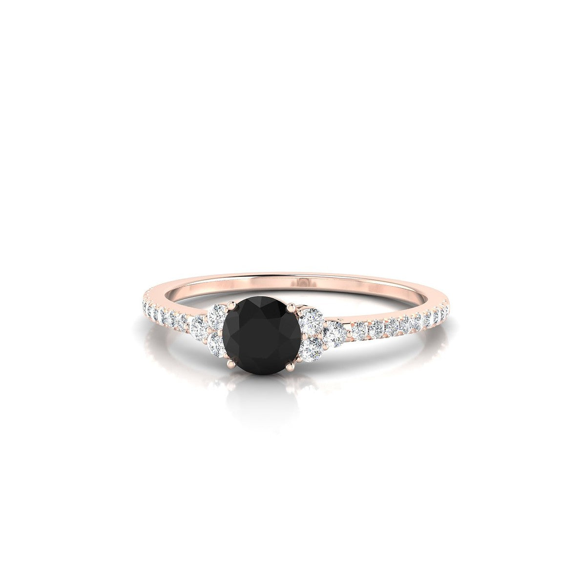 Reverie | 18k Rose Gold 4.5 mm Round Black Diamond Ring