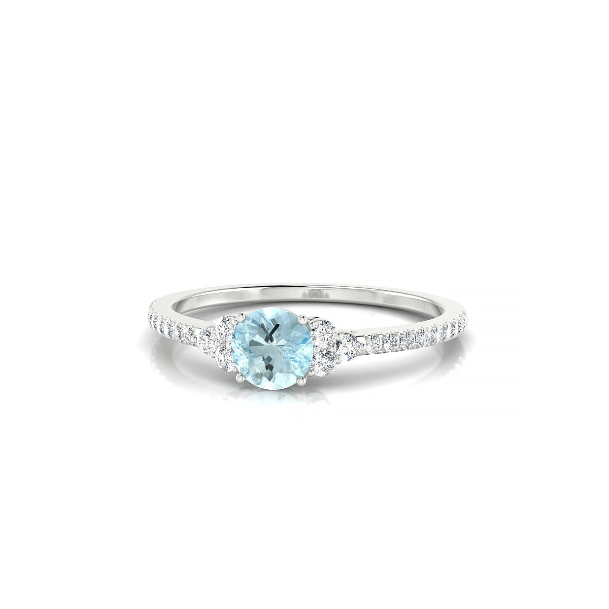 Reverie | 18k White Gold 4.5 mm Round Aquamarine Ring