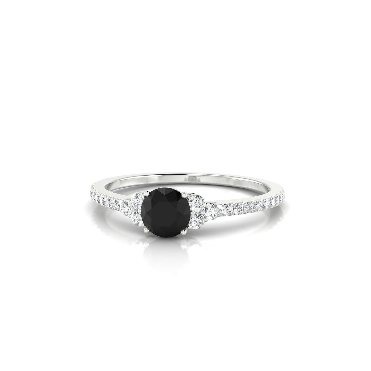 Reverie | 18k White Gold 4.5 mm Round Black Diamond Ring
