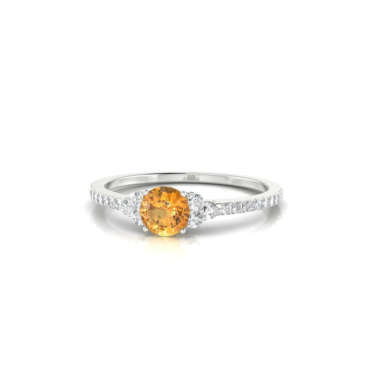 Reverie | 18k White Gold 4.5 mm Round Citrine Ring