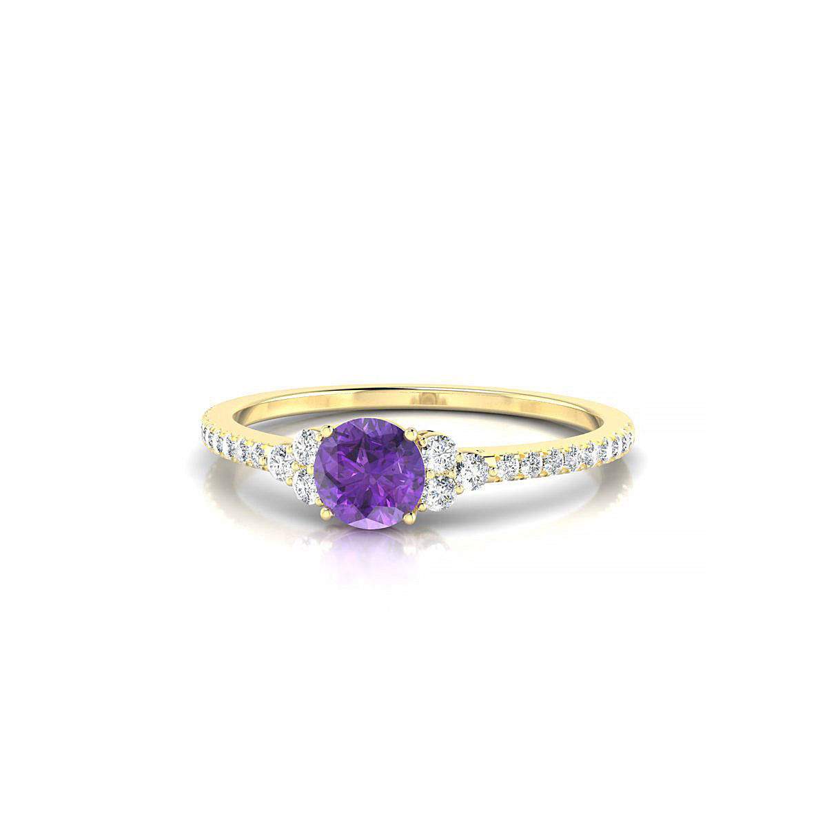 Reverie | 18k Yellow Gold 4.5 mm Round Amethyst Ring