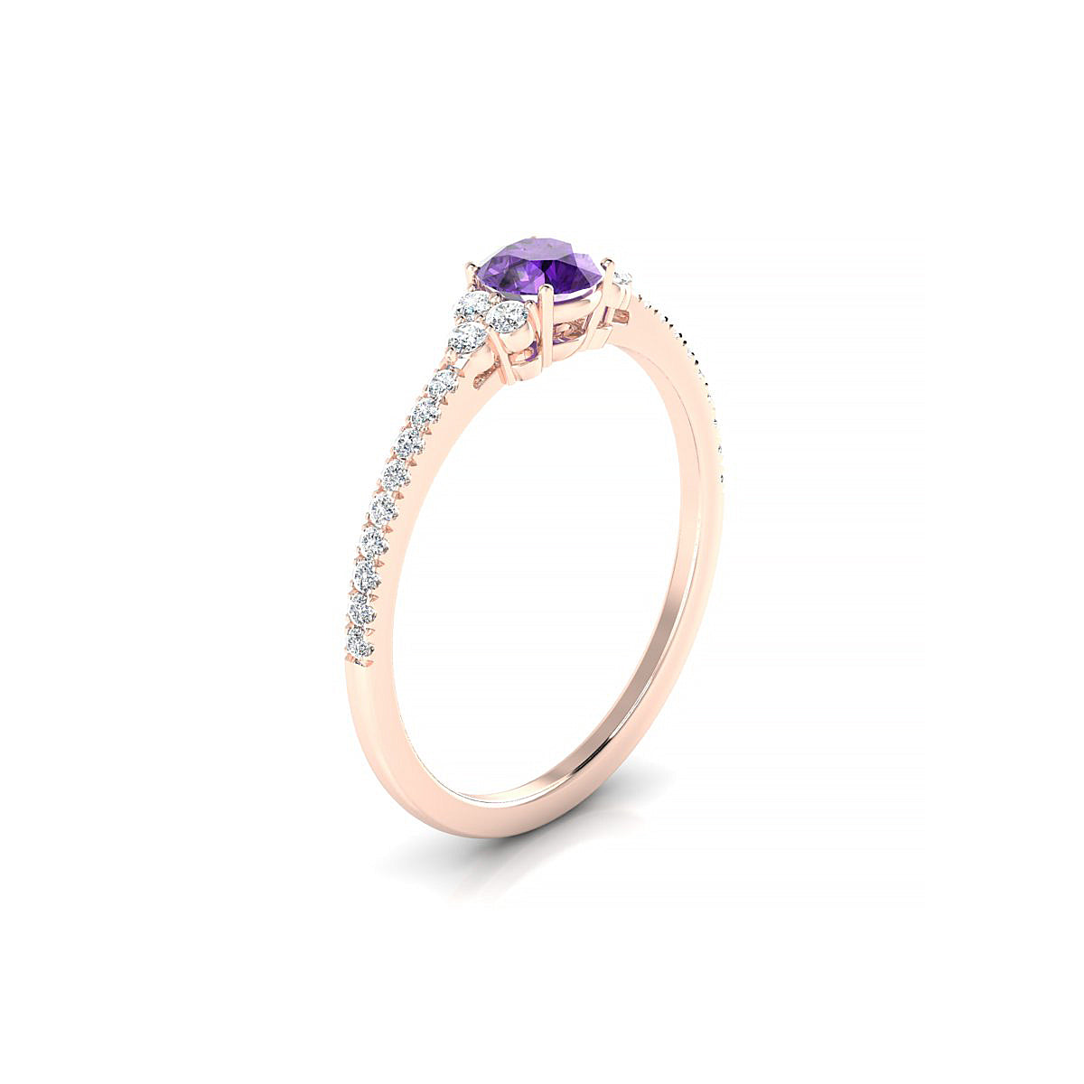 Reverie | 18k Rose Gold 4.5 mm Round Amethyst Ring