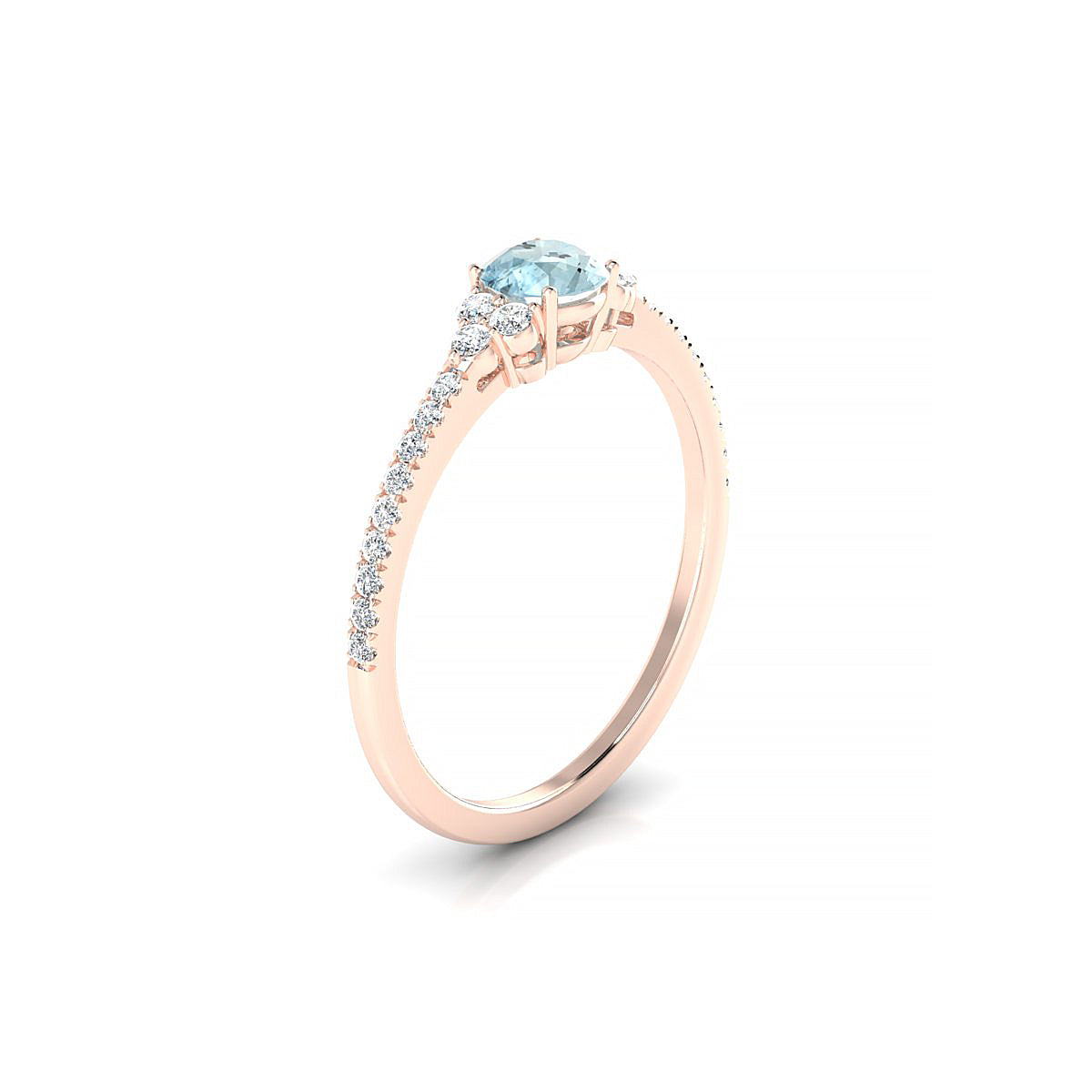 Reverie | 18k Rose Gold 4.5 mm Round Aquamarine Ring