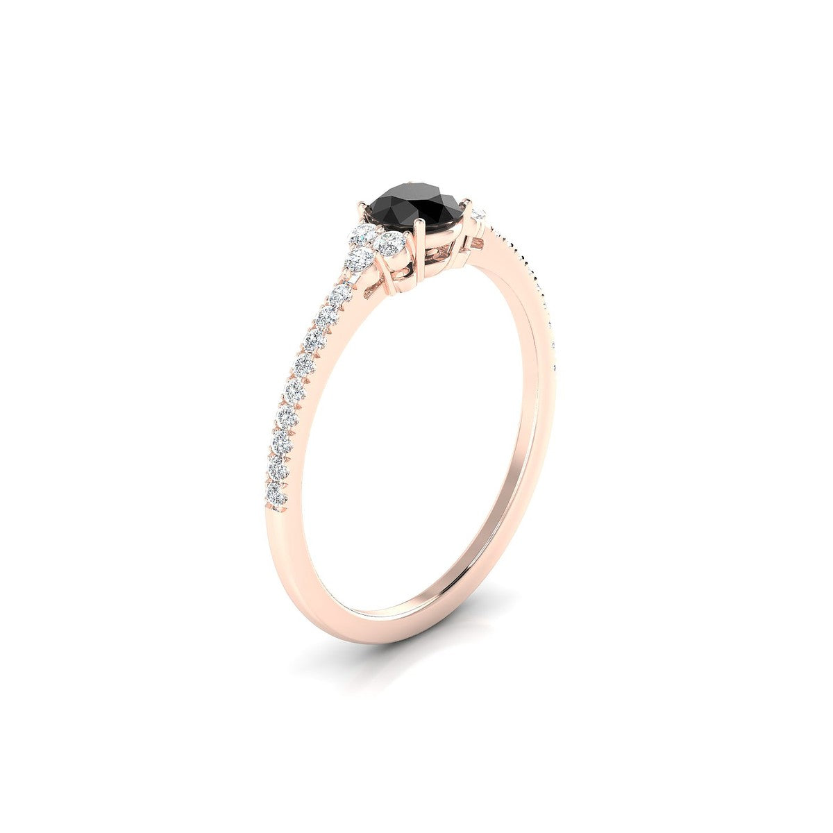Reverie | 18k Rose Gold 4.5 mm Round Black Diamond Ring