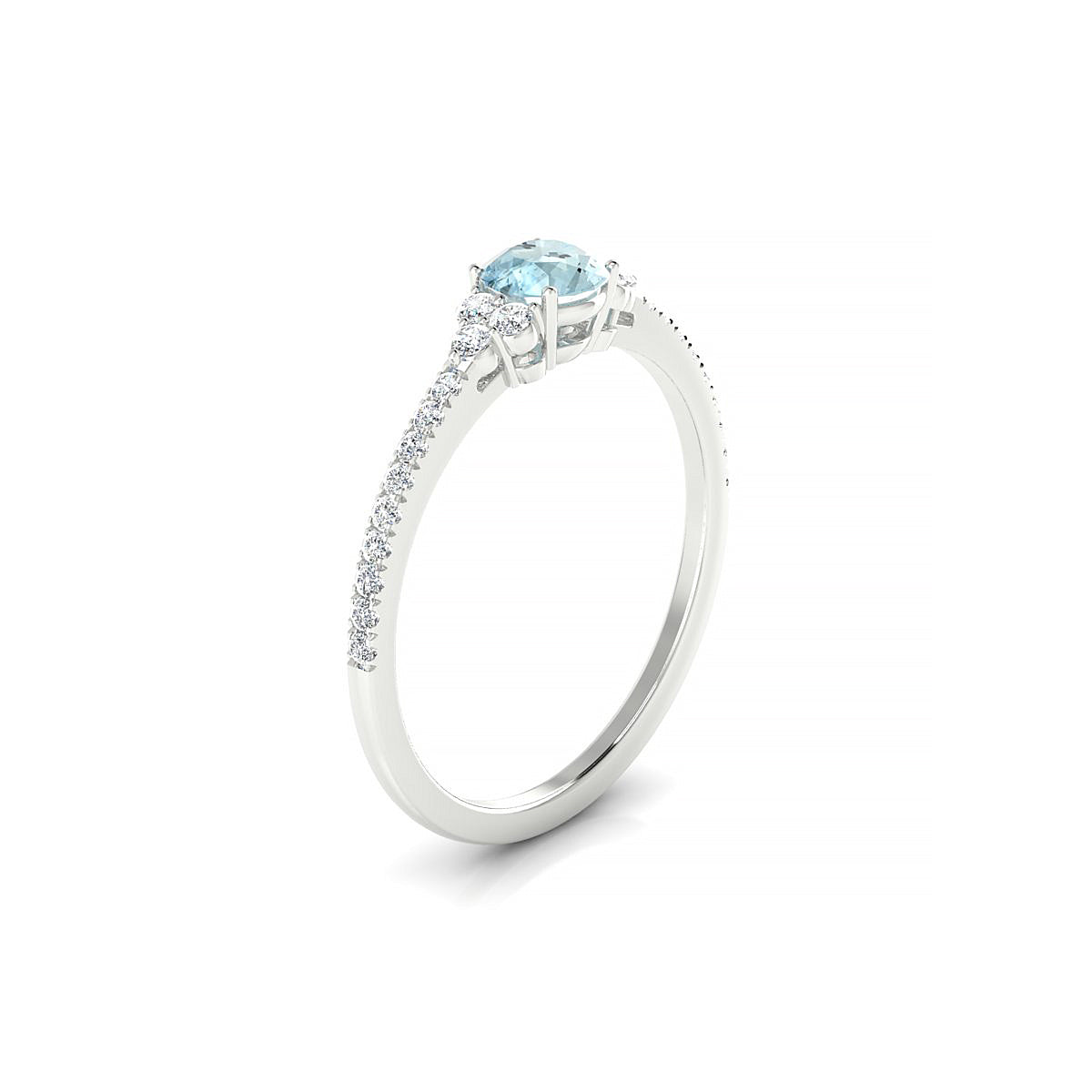 Reverie | 18k White Gold 4.5 mm Round Aquamarine Ring