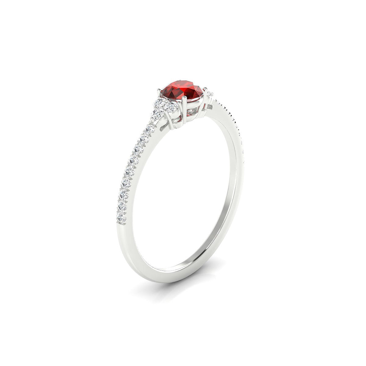 Reverie | 18k White Gold 4.5 mm Round Garnet Ring