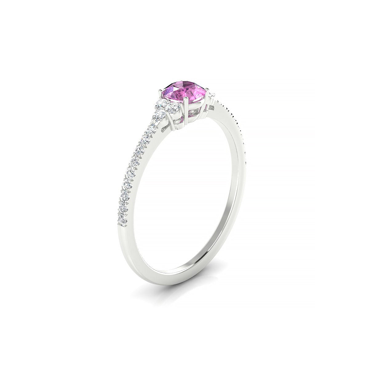 Reverie | 18k White Gold 4.5 mm Round Pink Sapphire Ring