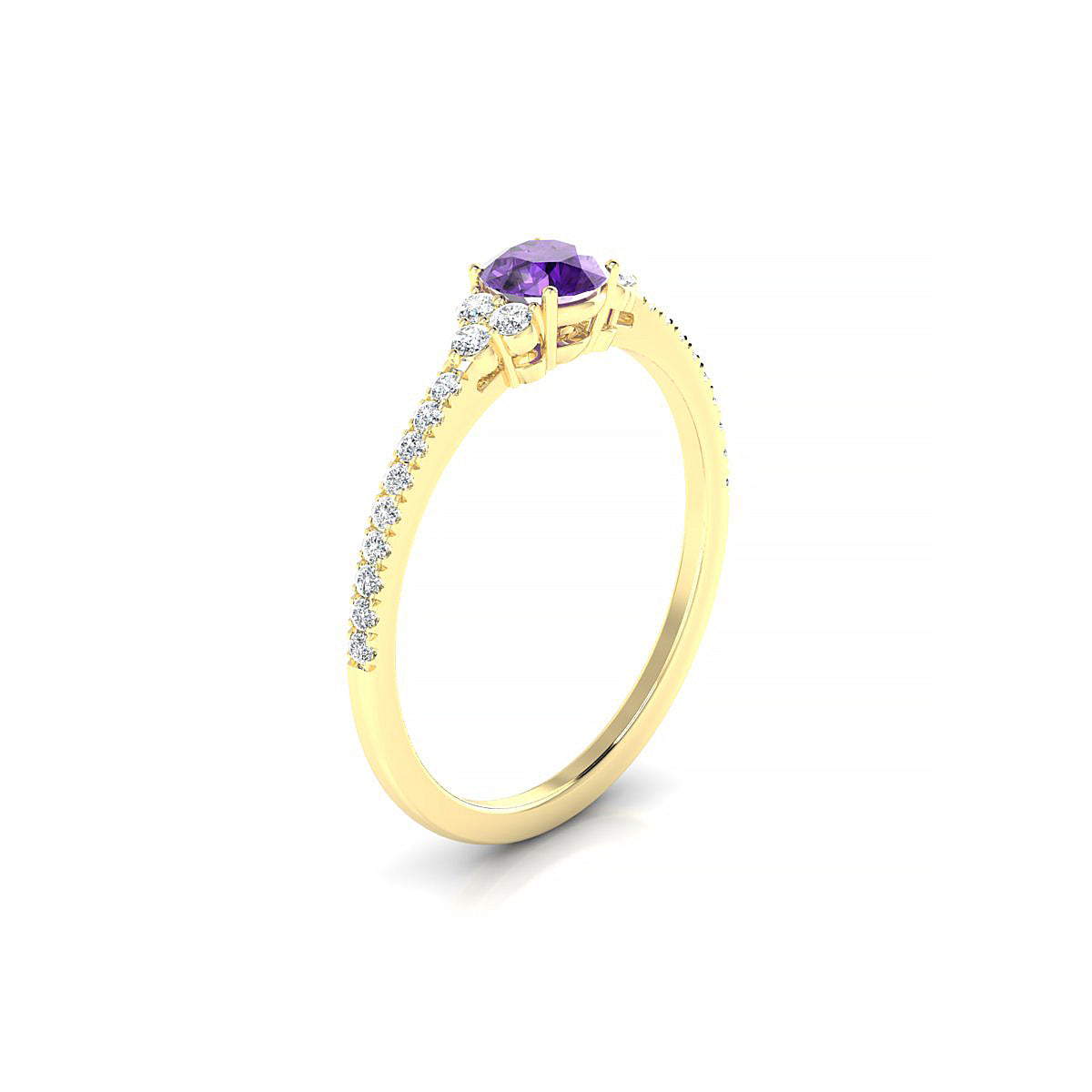 Reverie | 18k Yellow Gold 4.5 mm Round Amethyst Ring