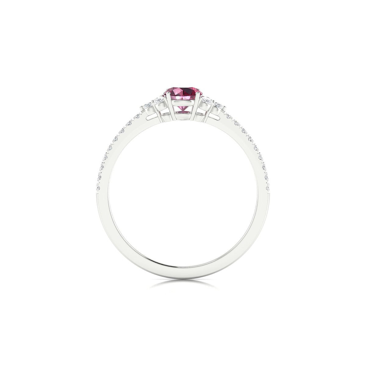 Reverie | 18k White Gold 4.5 mm Round Rhodolite Ring