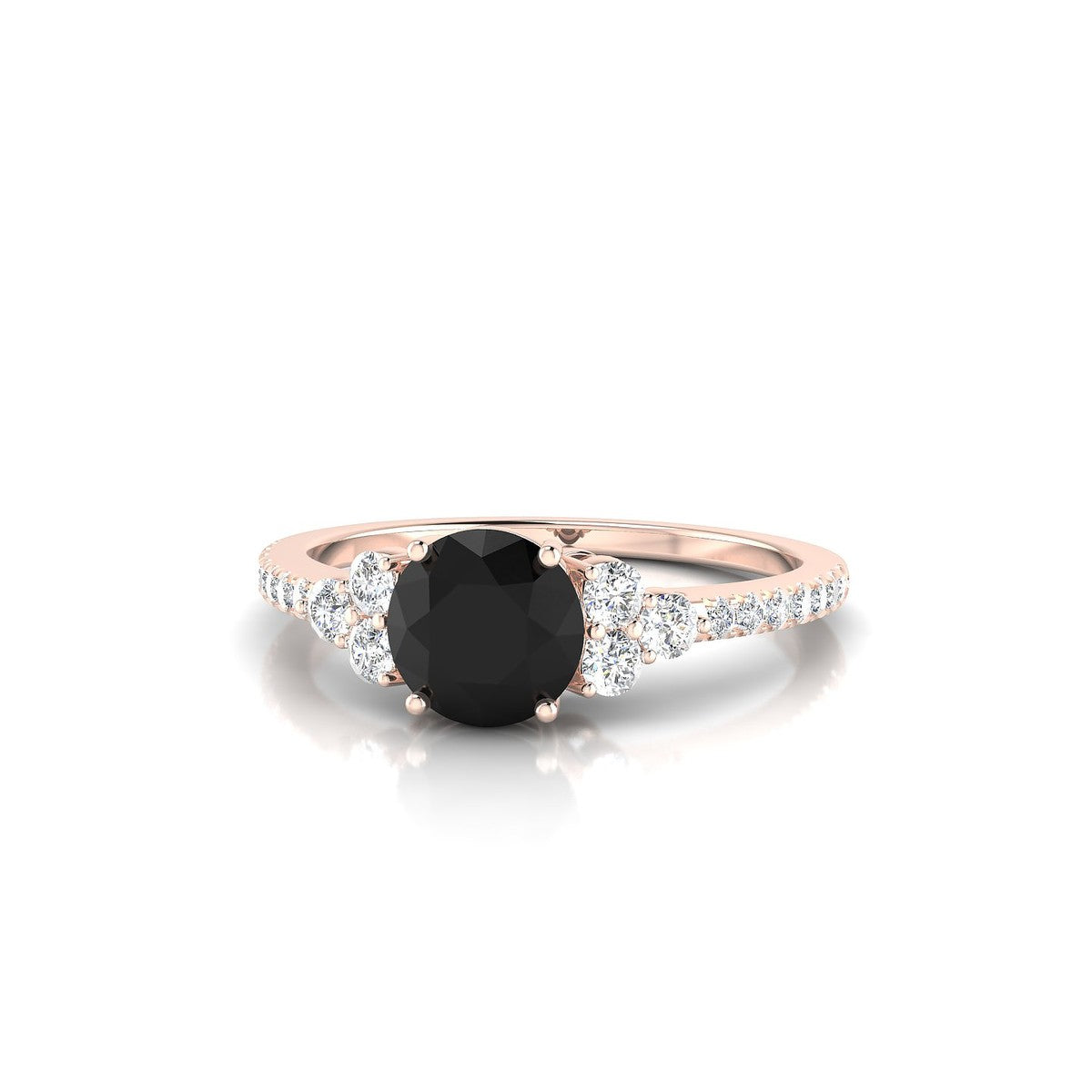 Reverie | 18k Rose Gold 6 mm Round Black Diamond Ring