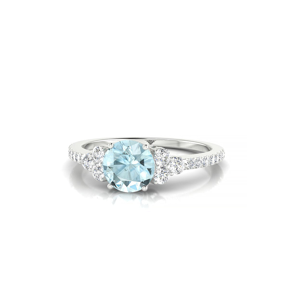 Reverie | 18k White Gold 6 mm Round Aquamarine Ring