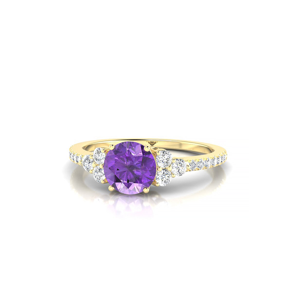 Reverie | 18k Yellow Gold 6 mm Round Amethyst Ring