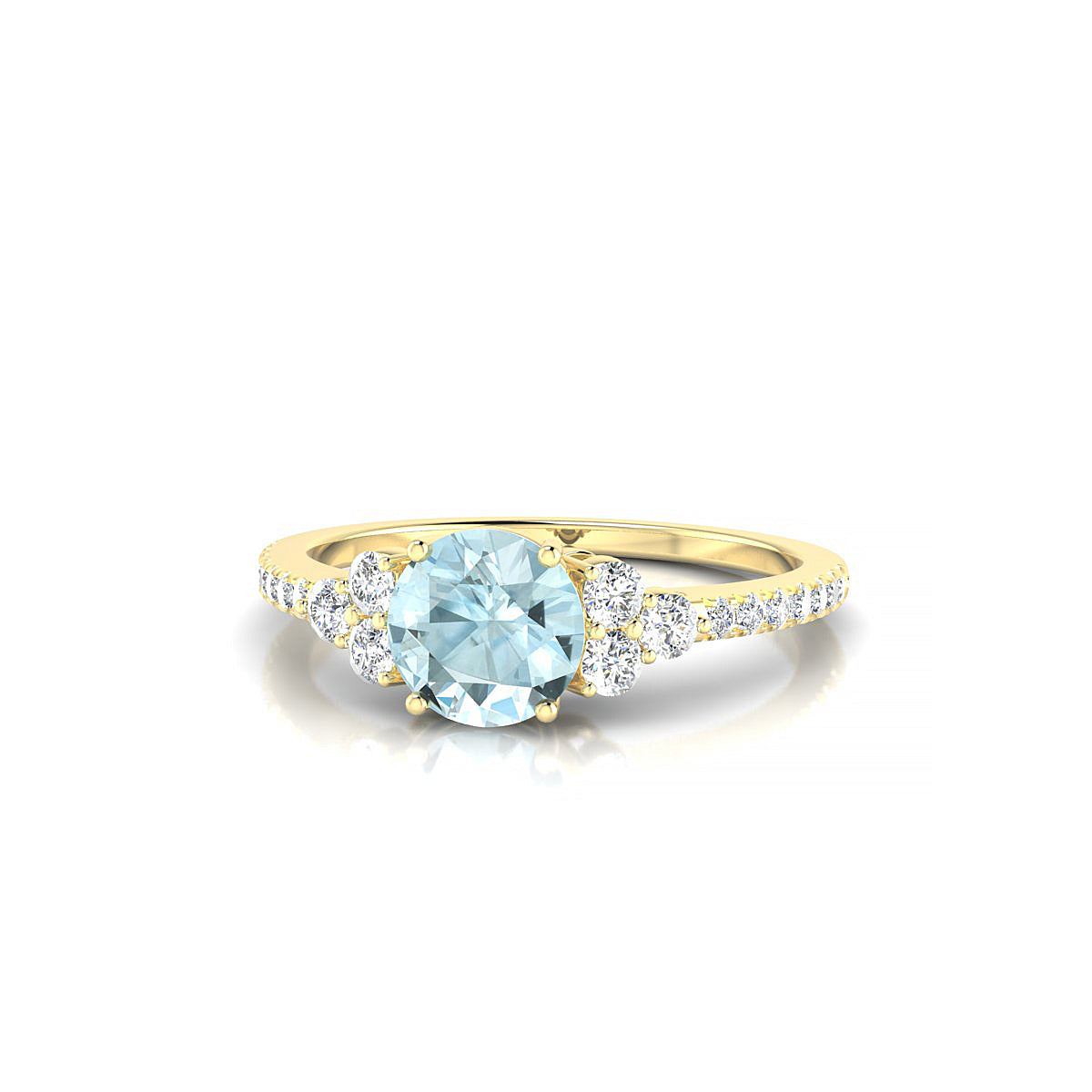 Reverie | 18k Yellow Gold 6 mm Round Aquamarine Ring