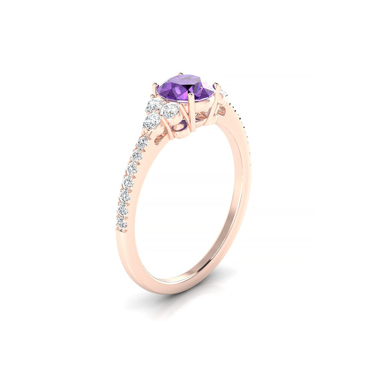 Reverie | 18k Rose Gold 6 mm Round Amethyst Ring