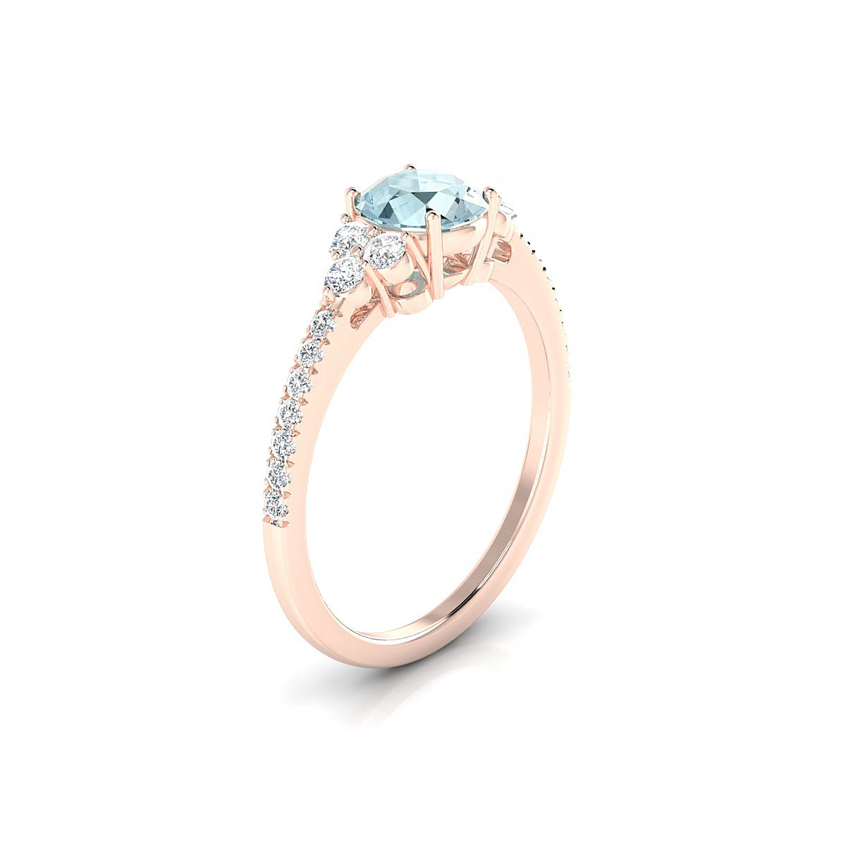 Reverie | 18k Rose Gold 6 mm Round Aquamarine Ring
