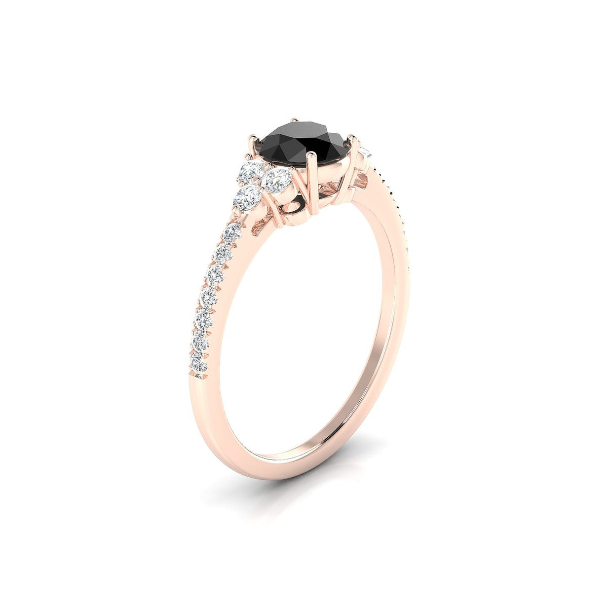 Reverie | 18k Rose Gold 6 mm Round Black Diamond Ring