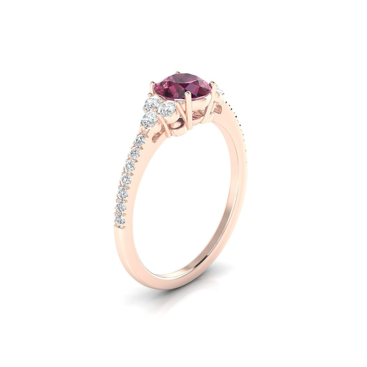 Reverie | 18k Rose Gold 6 mm Round Rhodolite Ring