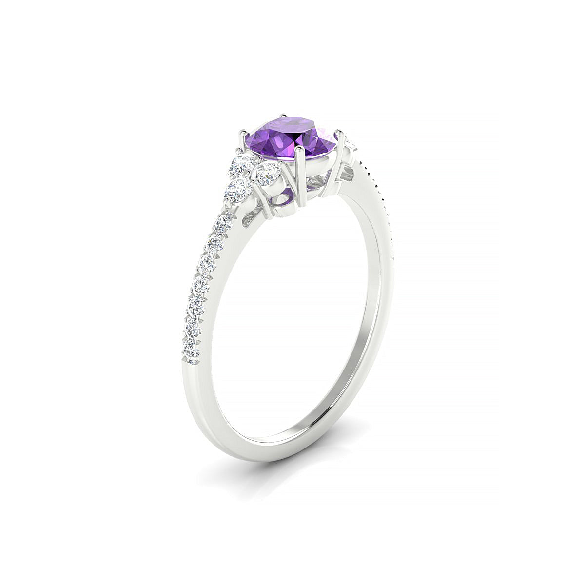 Reverie | 18k White Gold 6 mm Round Amethyst Ring